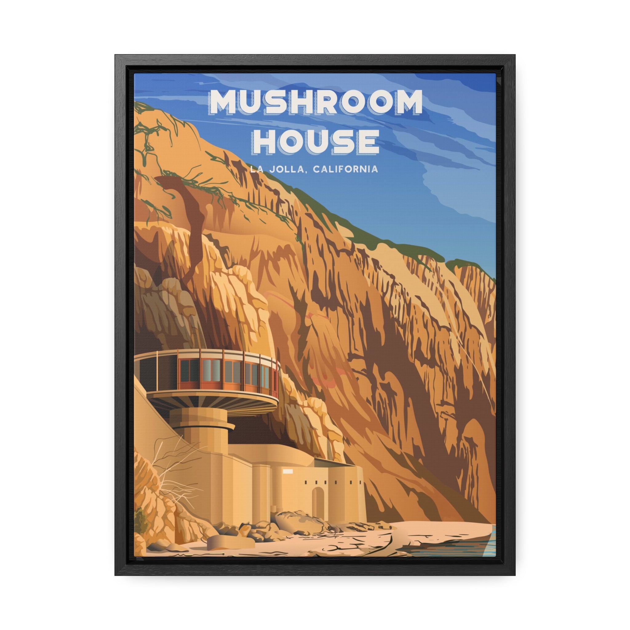 Mushroom House Framed Canvas Print