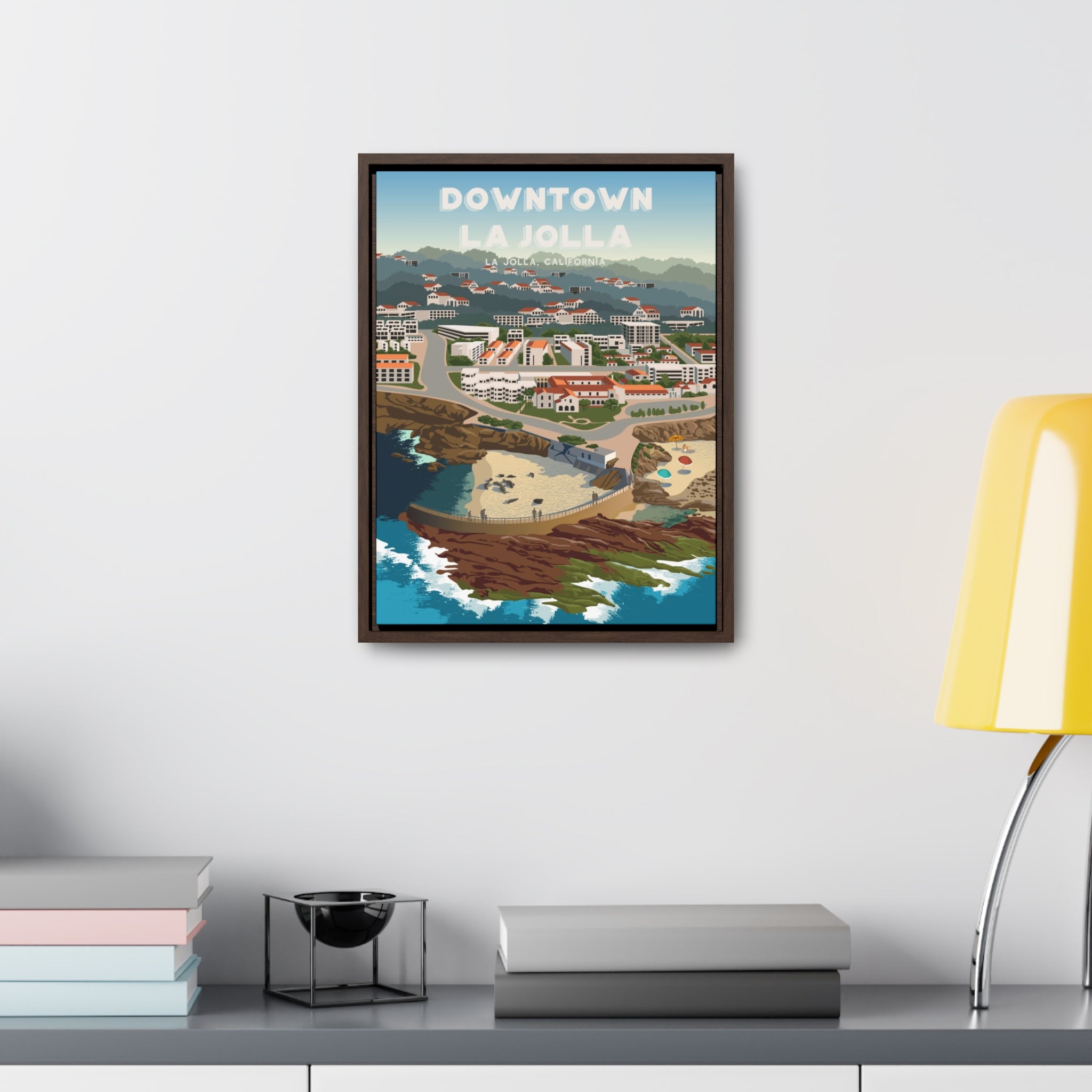 Downtown La Jolla Framed Canvas Print