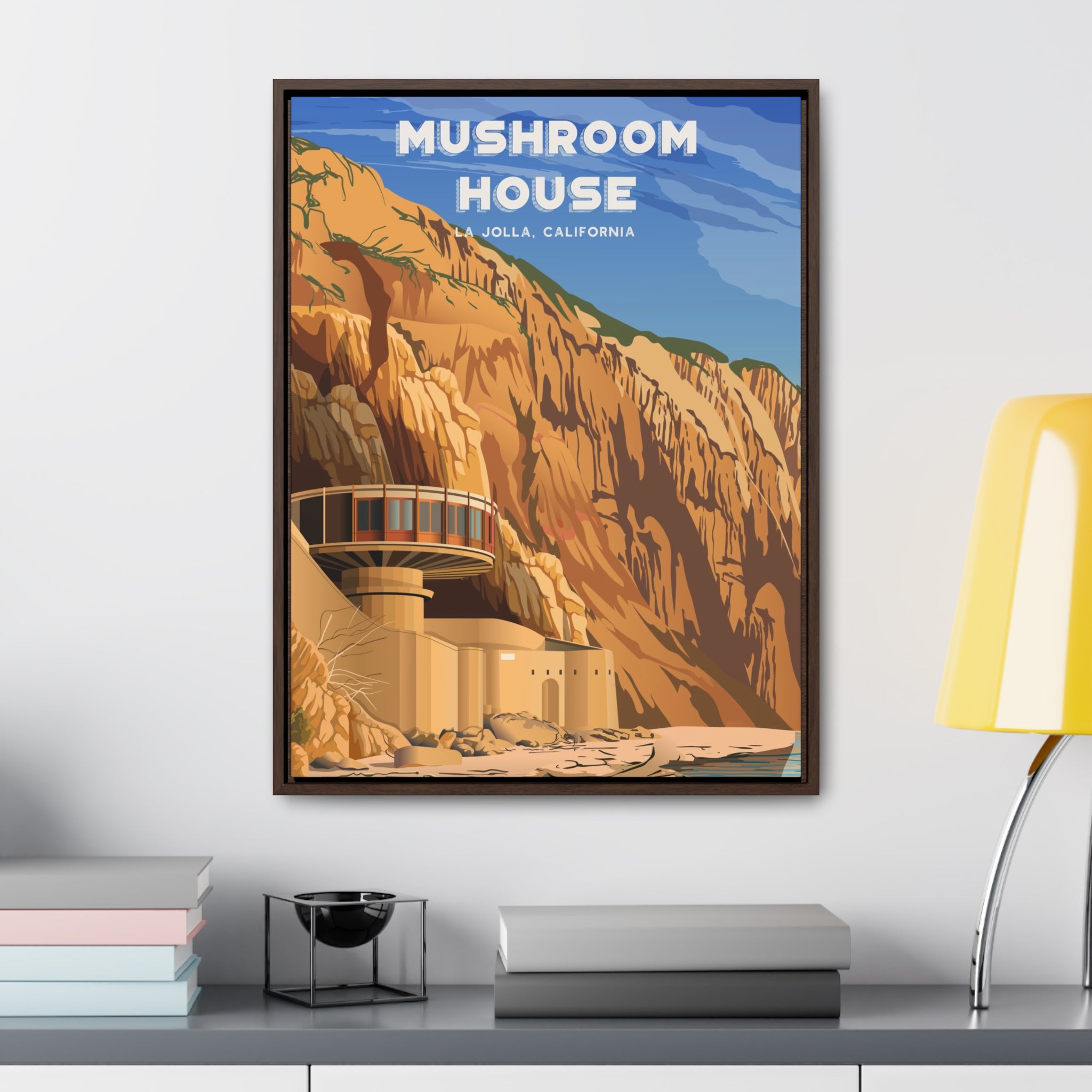 Mushroom House Framed Canvas Print