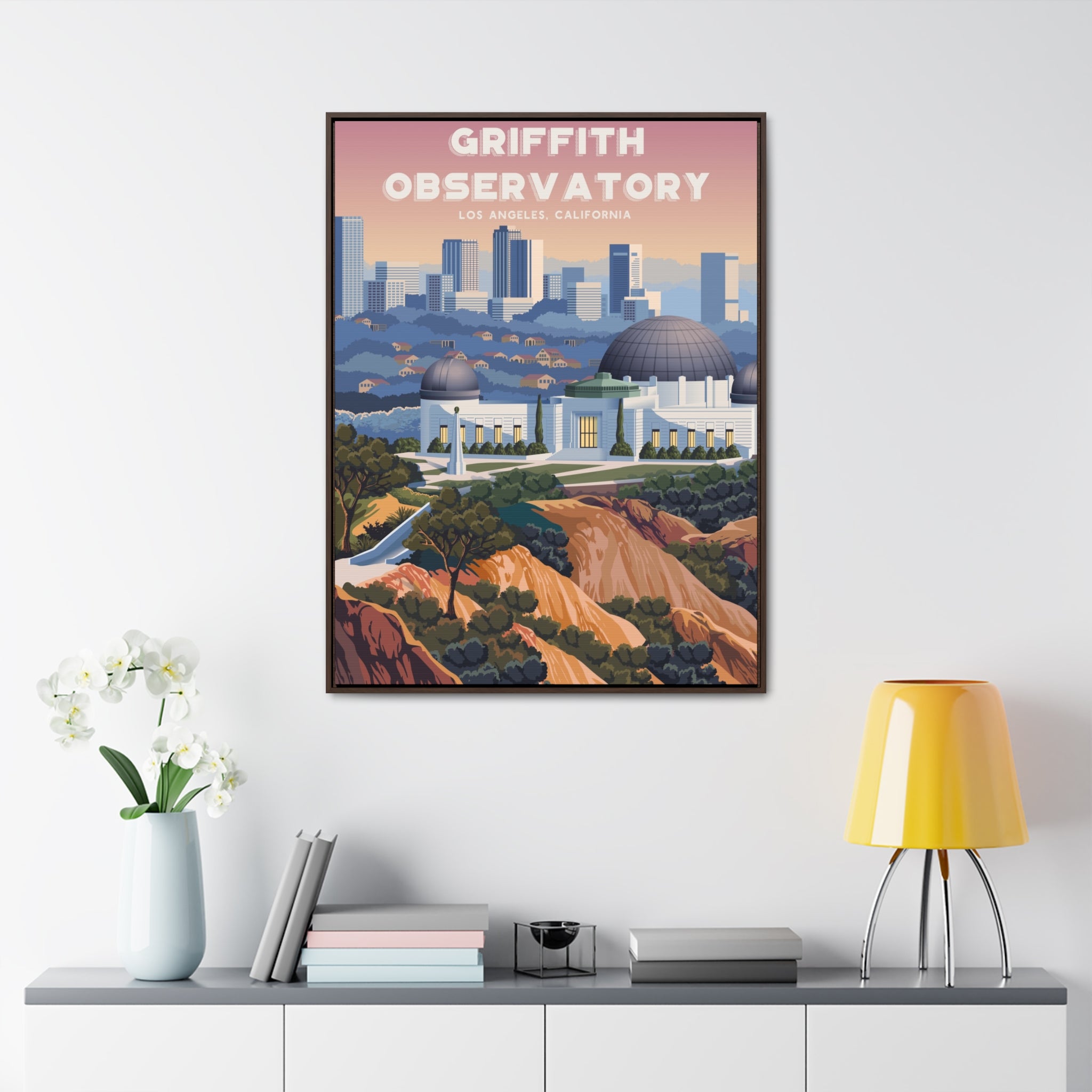 Griffith Observatory Framed Canvas Print