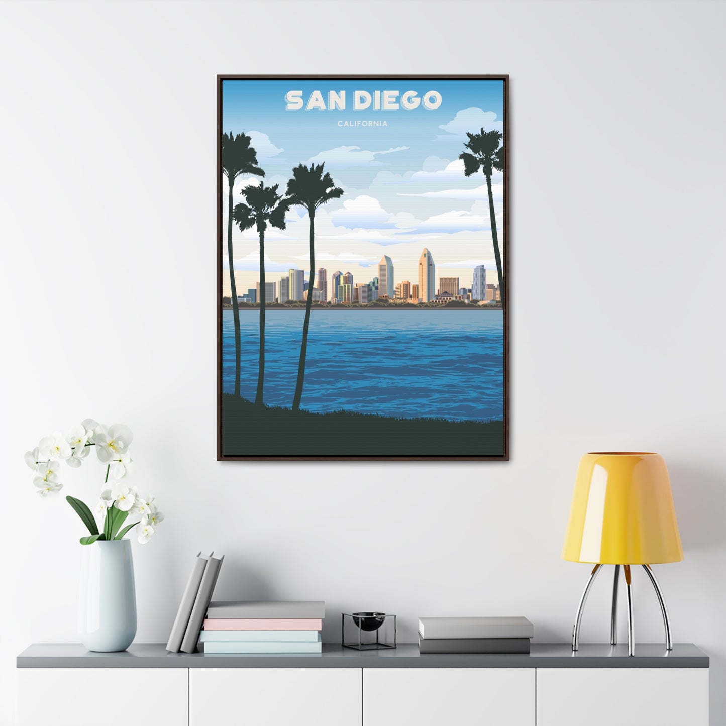 San Diego Skyline Framed Canvas Print