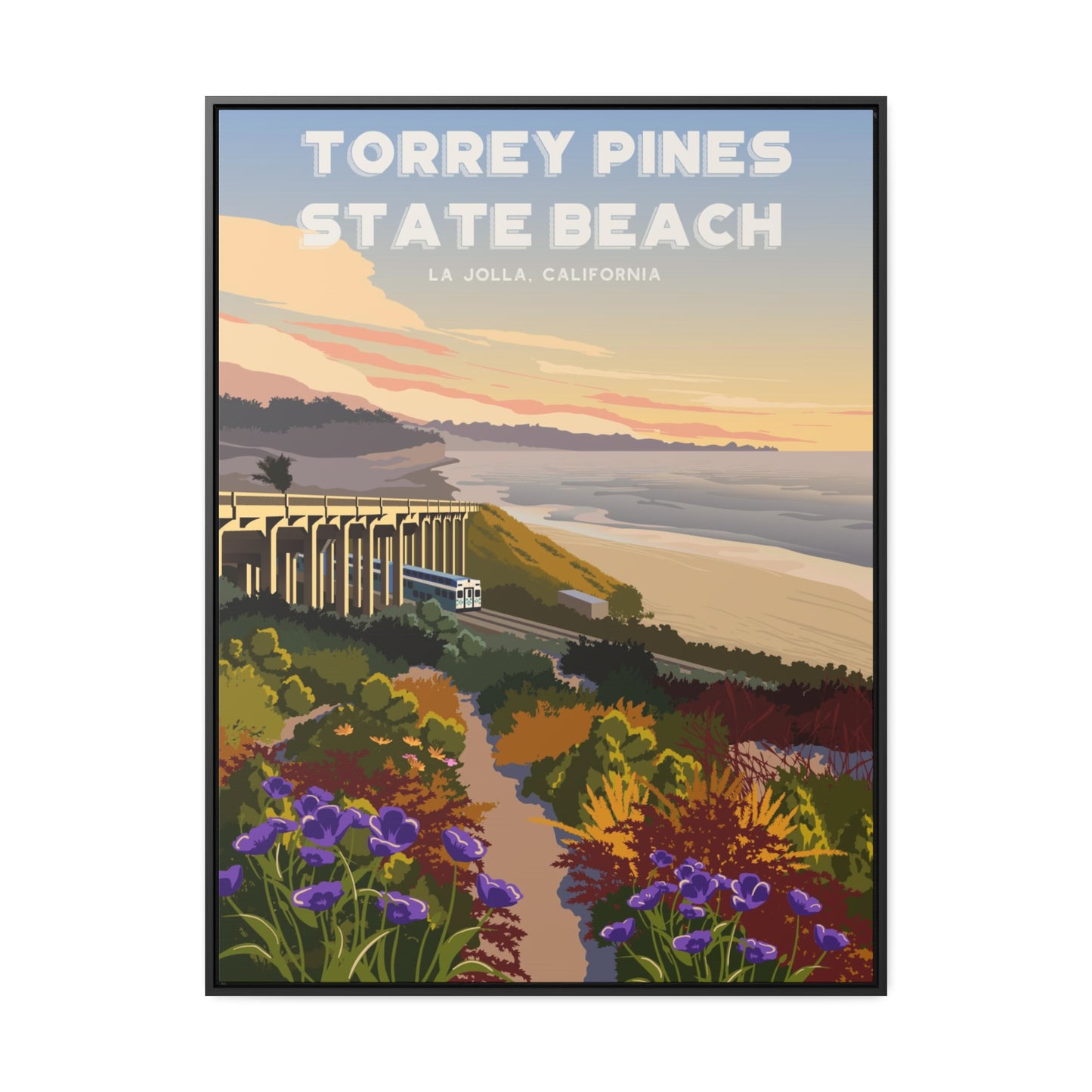 Torrey Pines Beach Framed Canvas Print