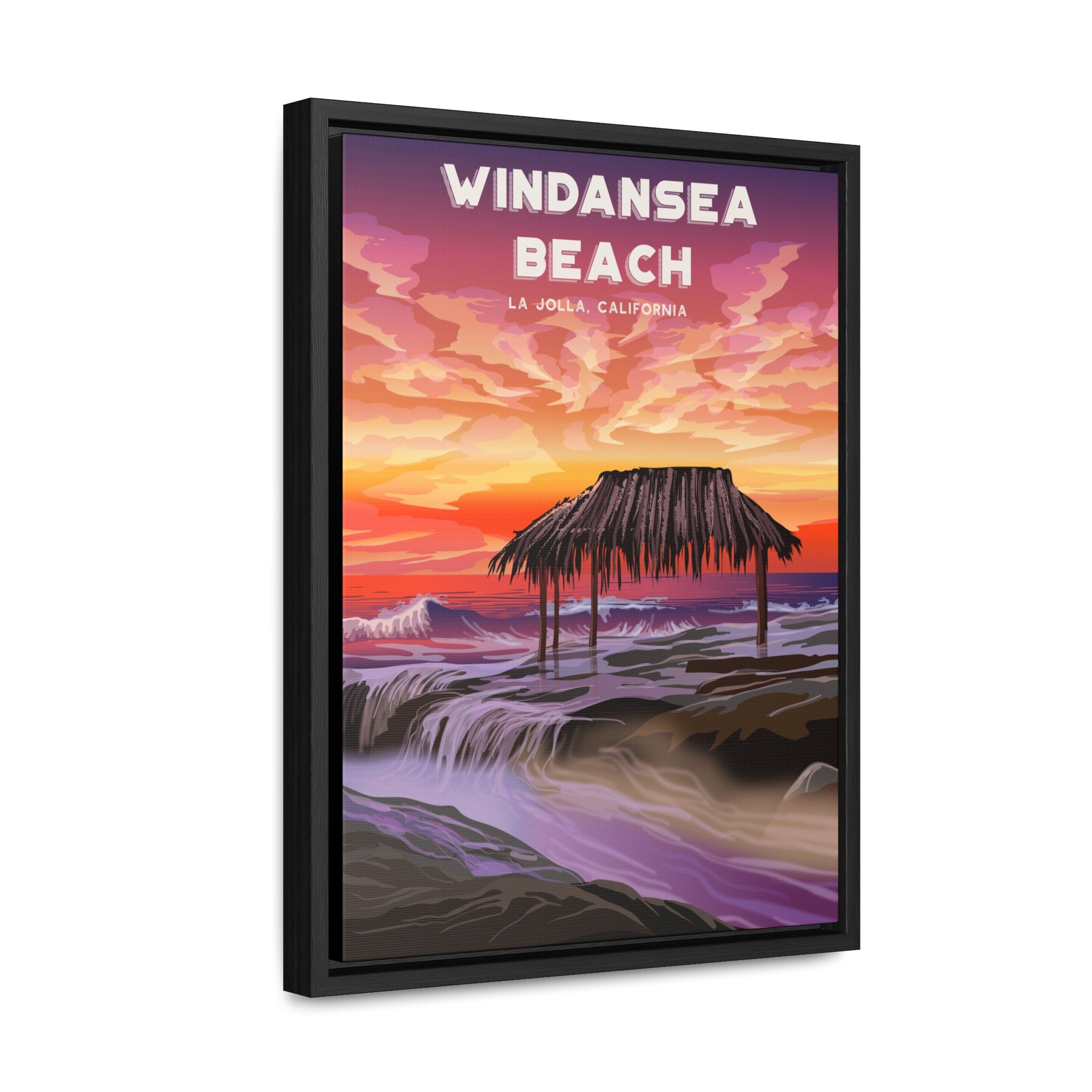 Windansea Sunset Framed Canvas Print