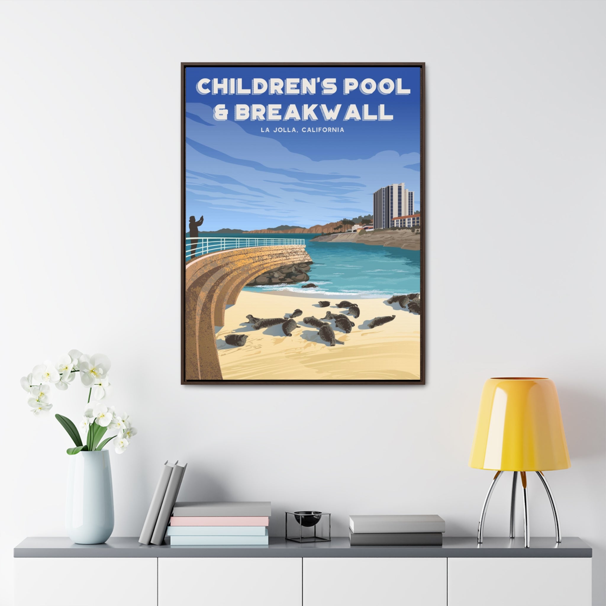 Children's Pool and Break Wall Framed Canvas Print