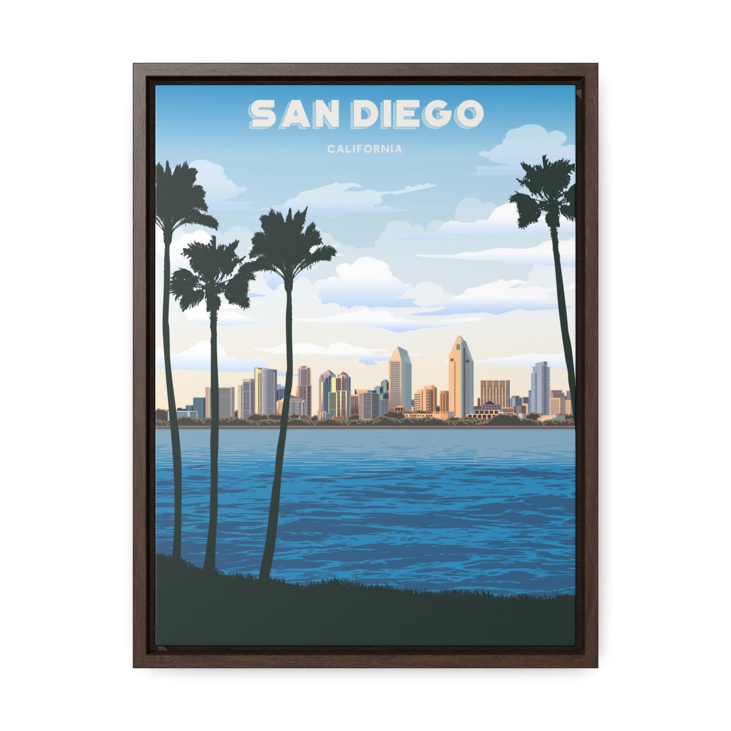 San Diego Skyline Framed Canvas Print