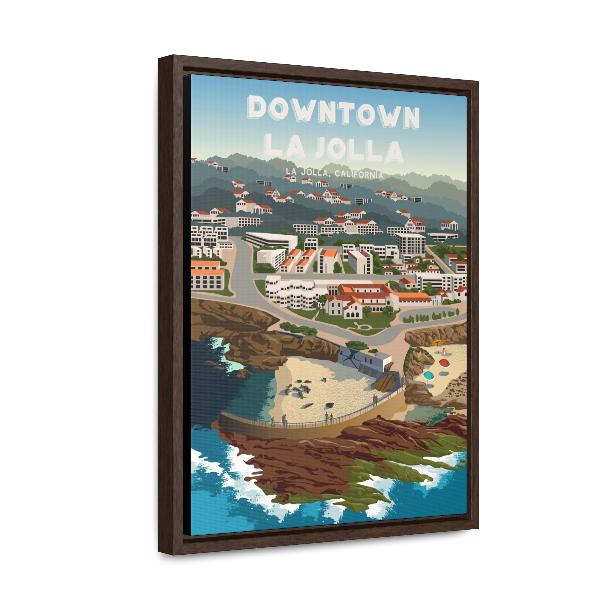 Downtown La Jolla Framed Canvas Print