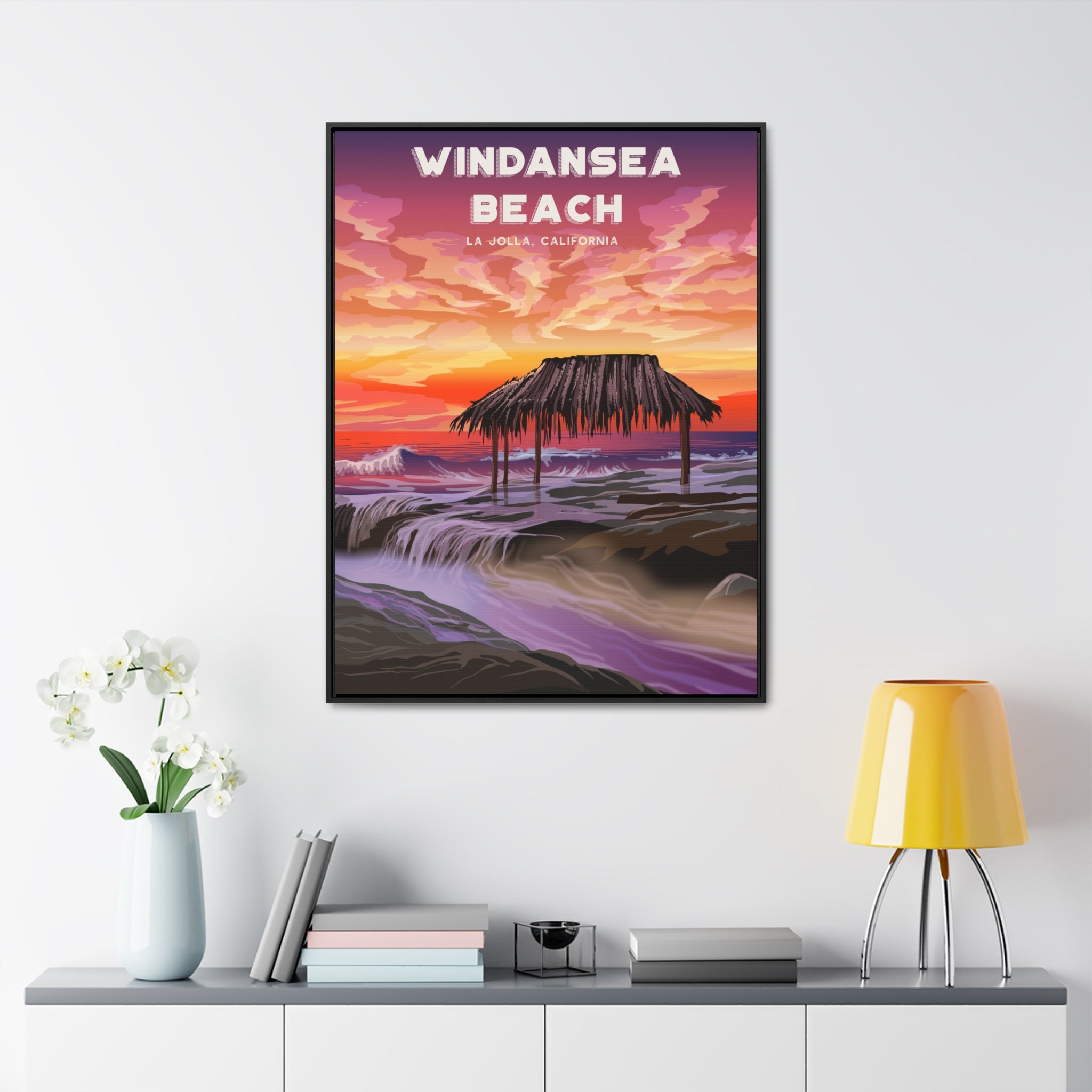 Windansea Sunset Framed Canvas Print