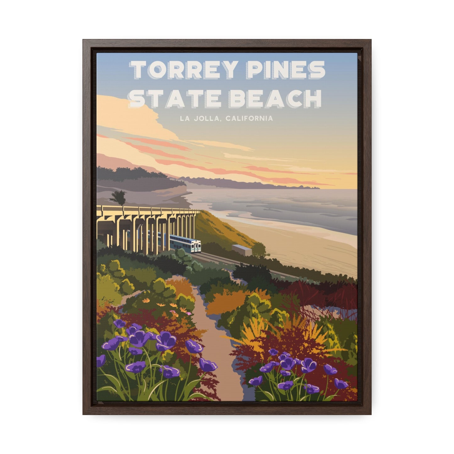 Torrey Pines Beach Framed Canvas Print