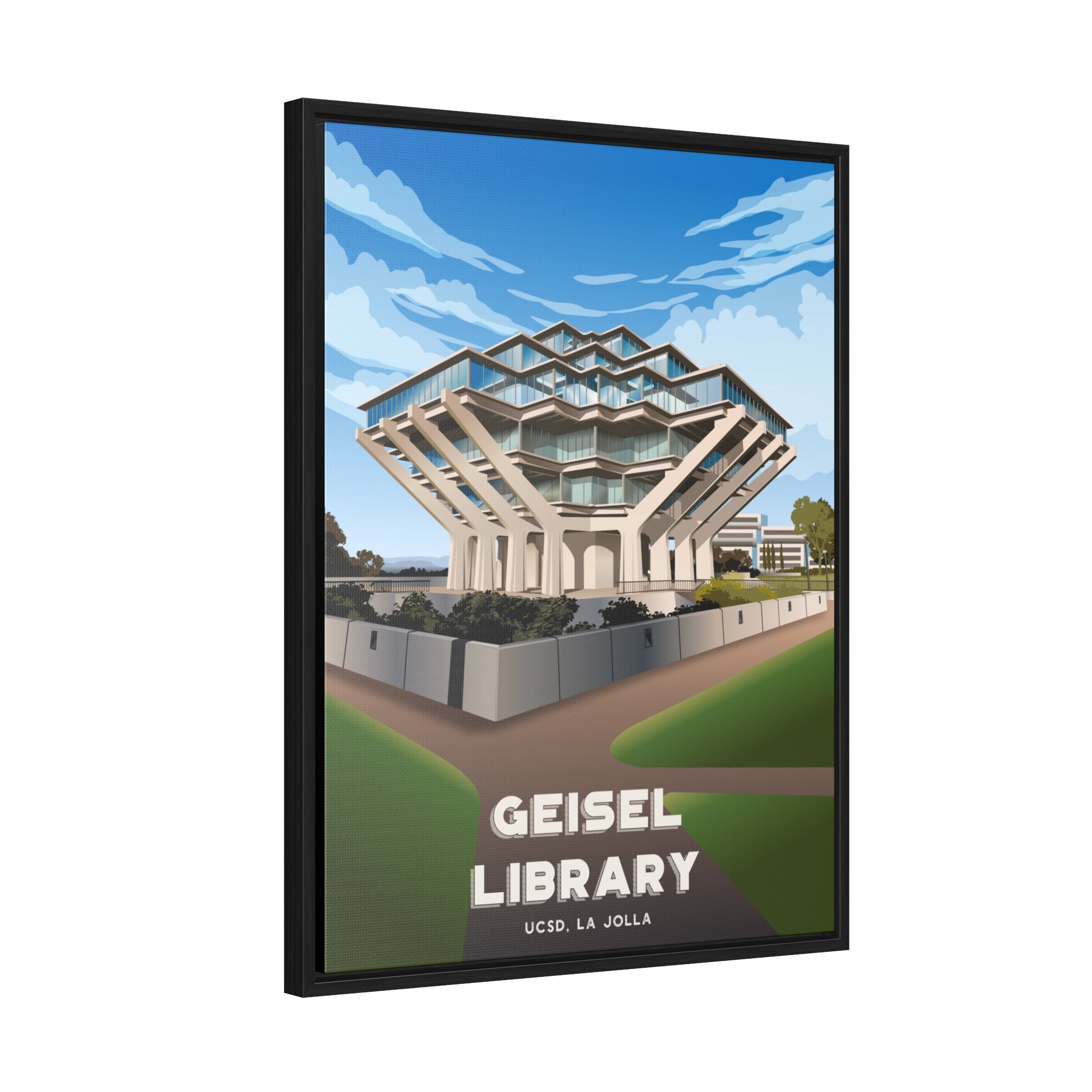 Geisel Library UCSD Framed Canvas Print