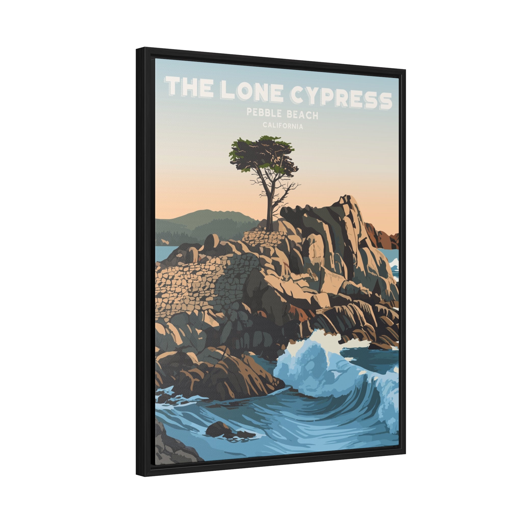 Lone Cypress, Pebble Beach Framed Canvas Print