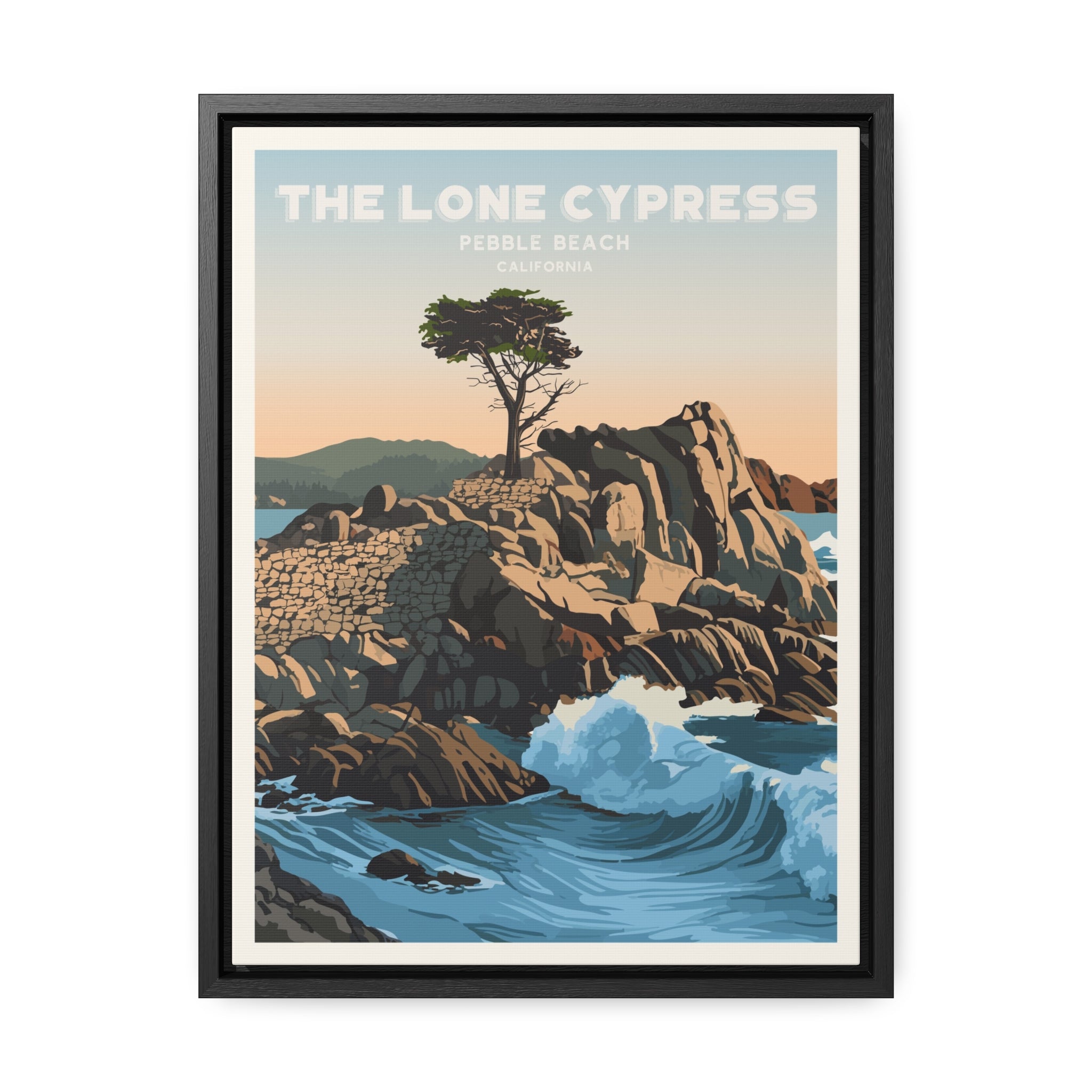 Lone Cypress, Pebble Beach Framed Canvas Print