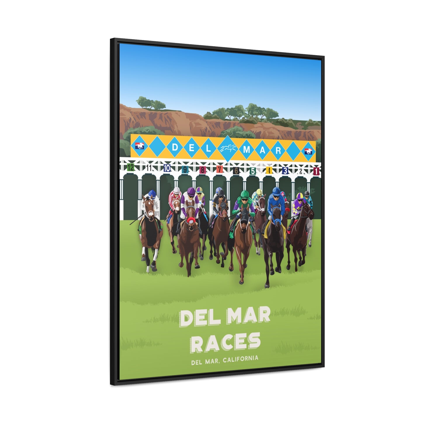 Del Mar Racetrack Framed Canvas Print