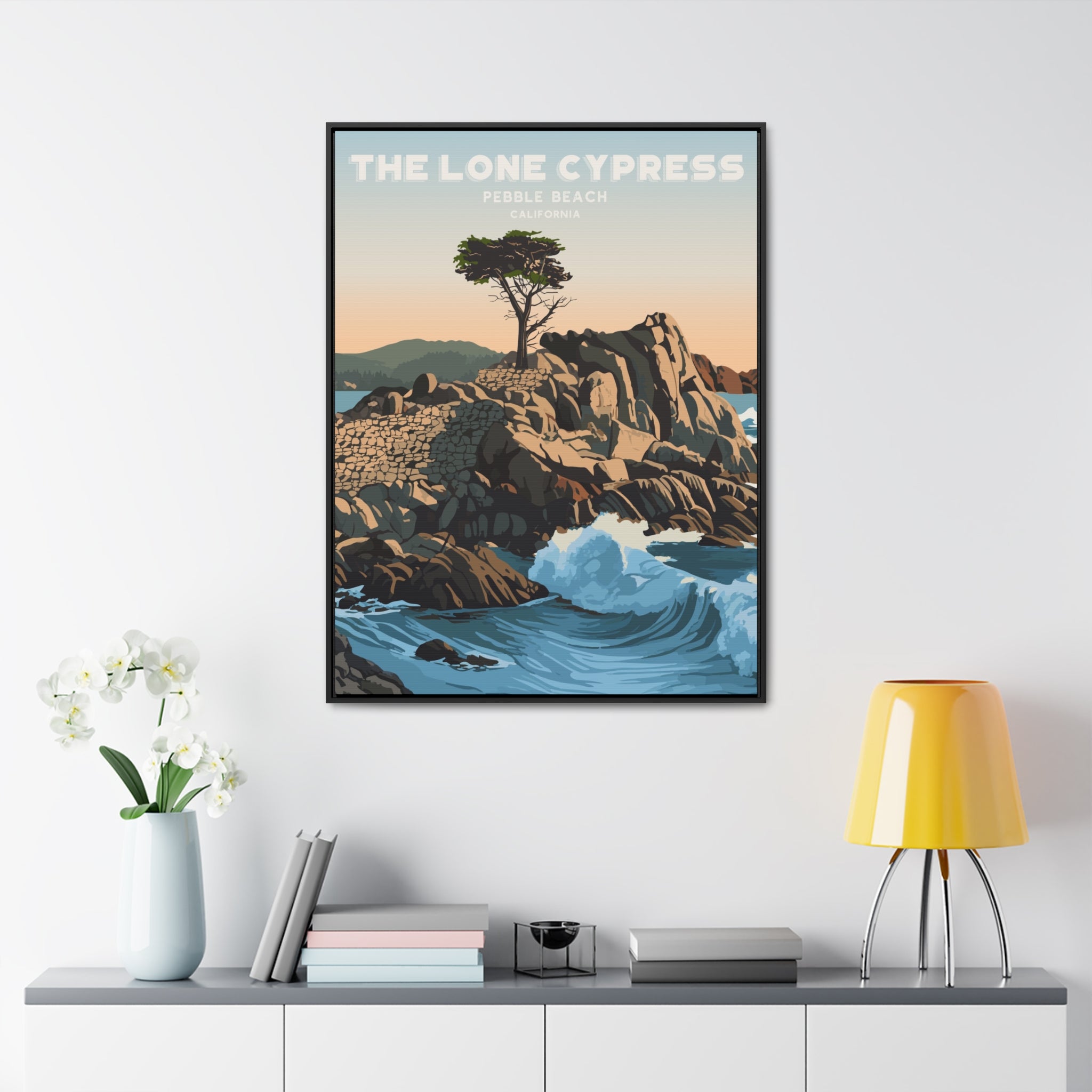 Lone Cypress, Pebble Beach Framed Canvas Print