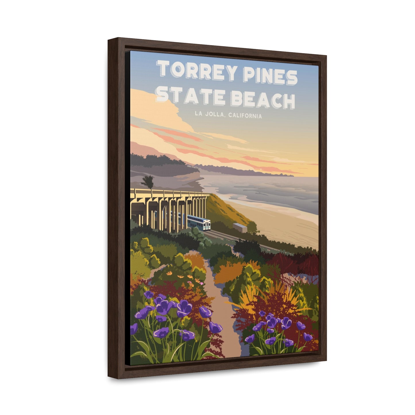 Torrey Pines Beach Framed Canvas Print