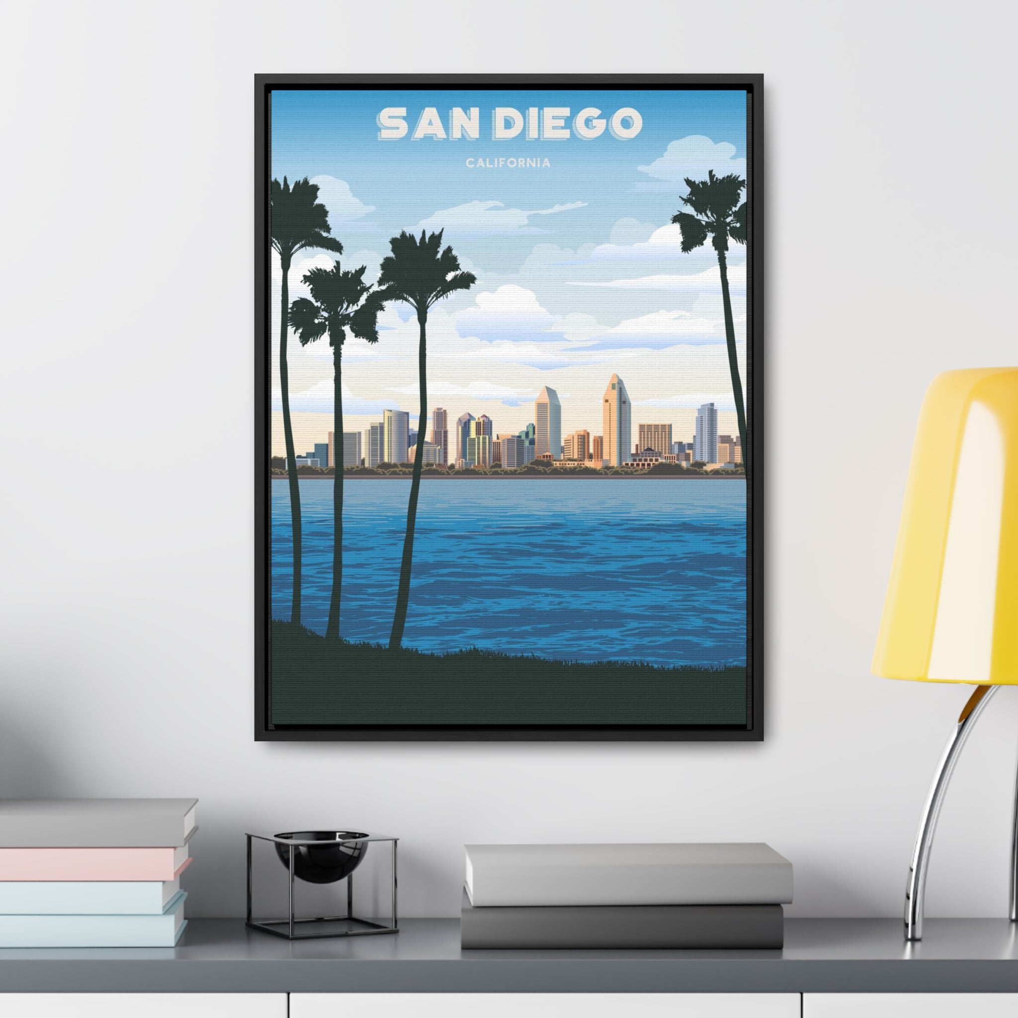 San Diego Skyline Framed Canvas Print