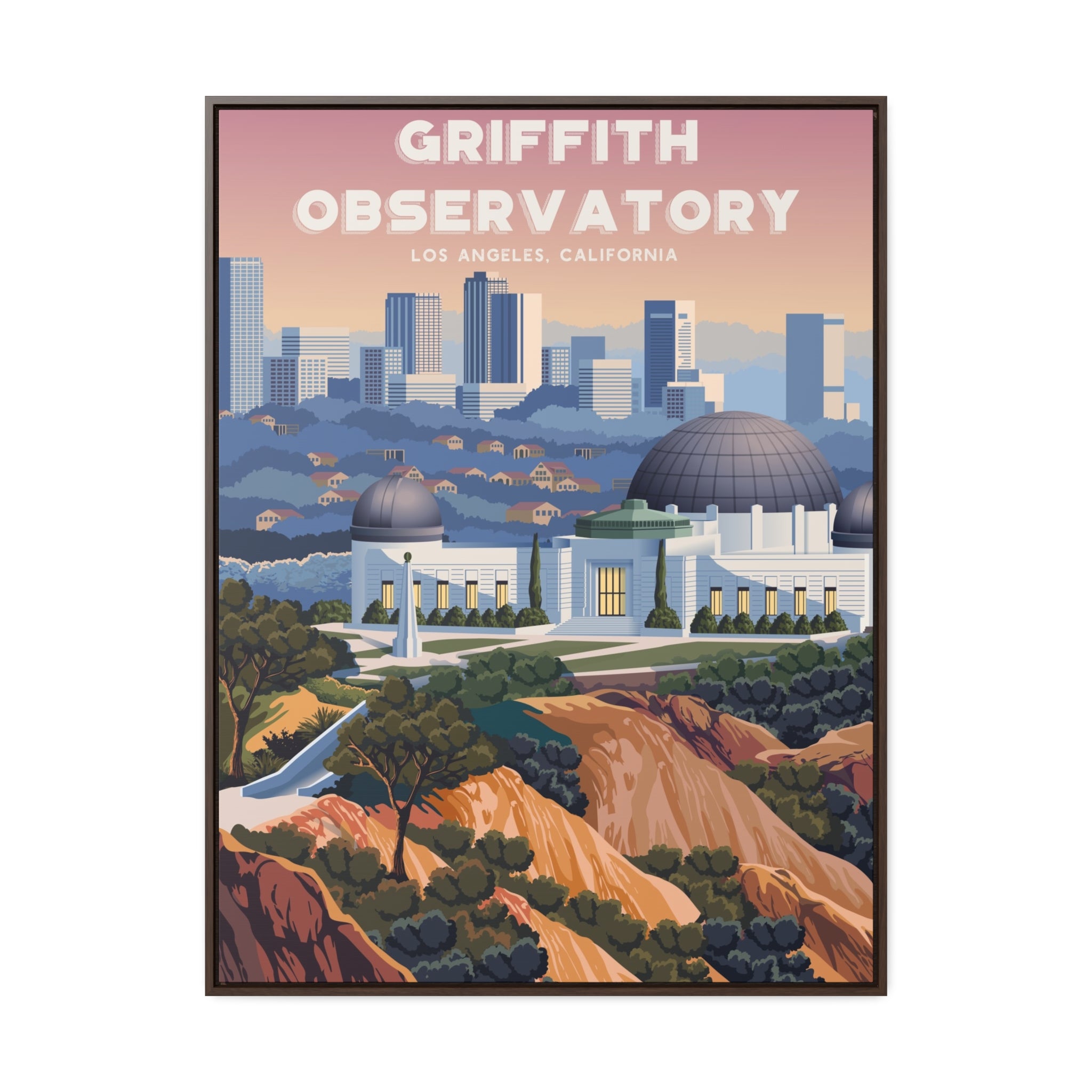 Griffith Observatory Framed Canvas Print