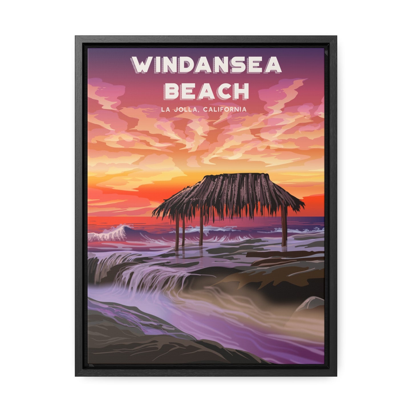 Windansea Sunset Framed Canvas Print