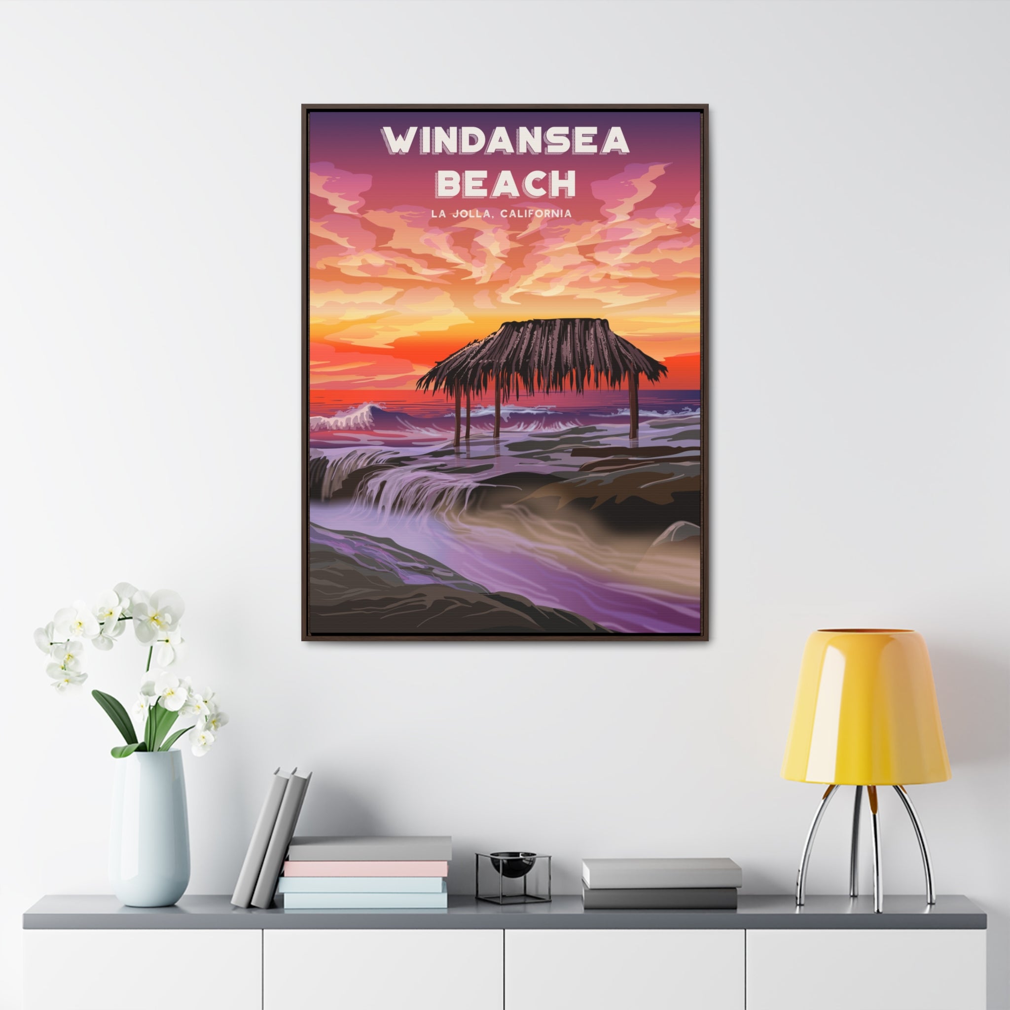 Windansea Sunset Framed Canvas Print