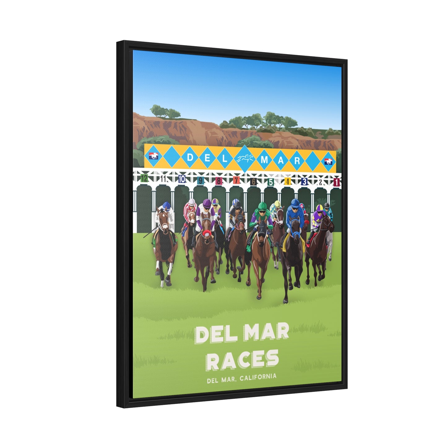 Del Mar Racetrack Framed Canvas Print