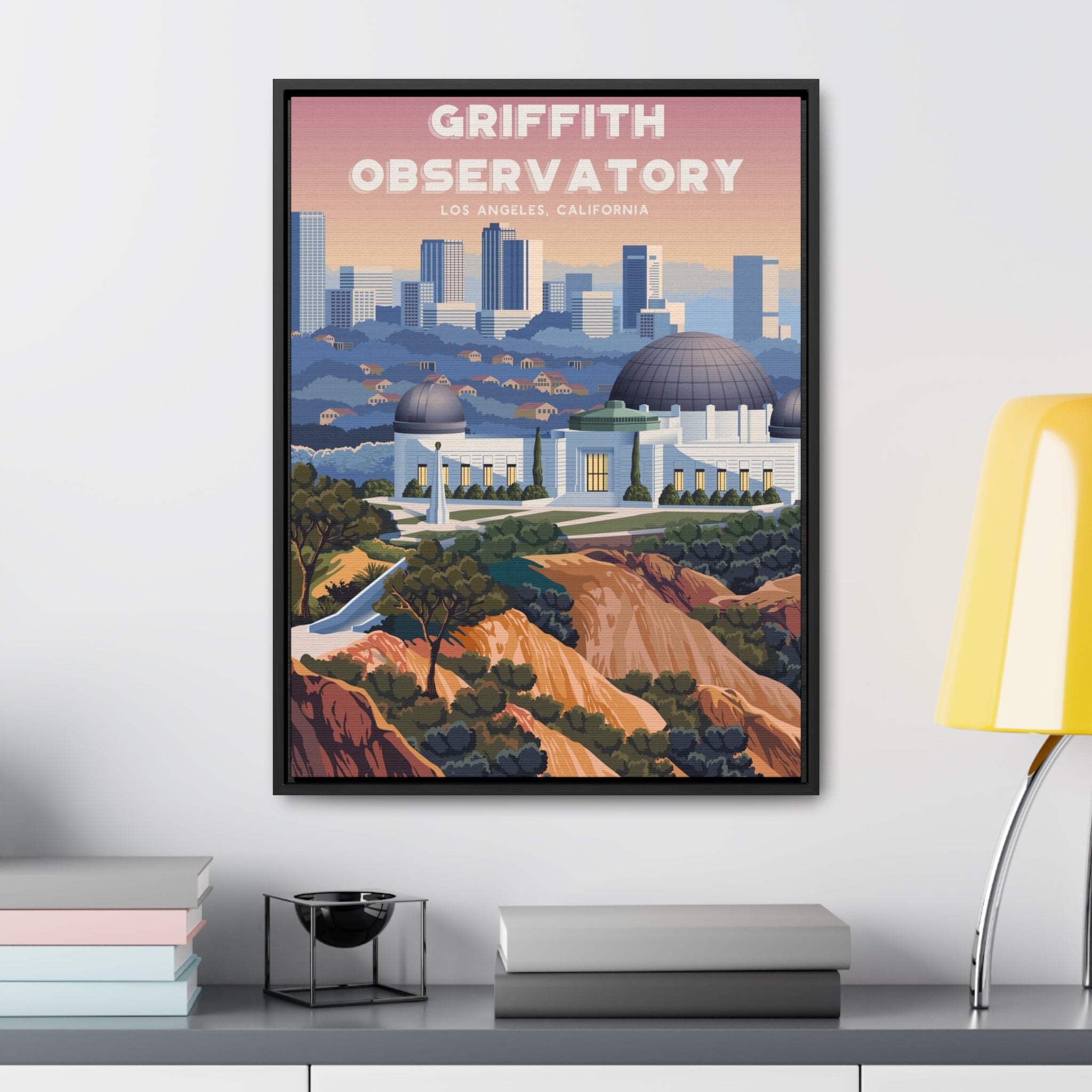 Griffith Observatory Framed Canvas Print