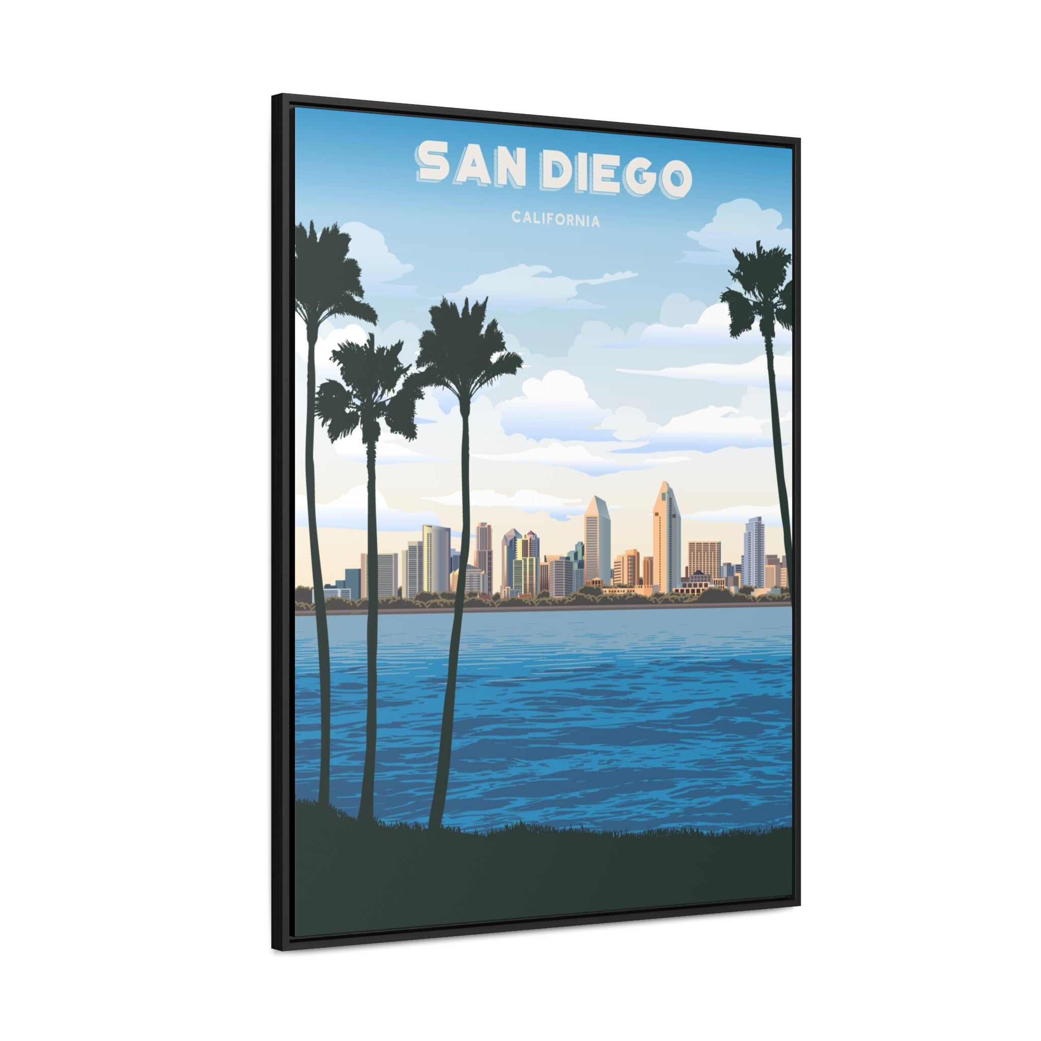 San Diego Skyline Framed Canvas Print