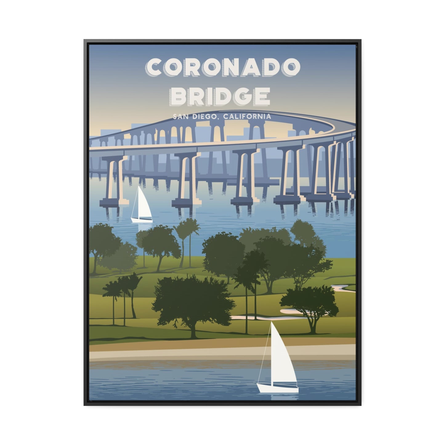 Coronado Bridge Framed Canvas Print