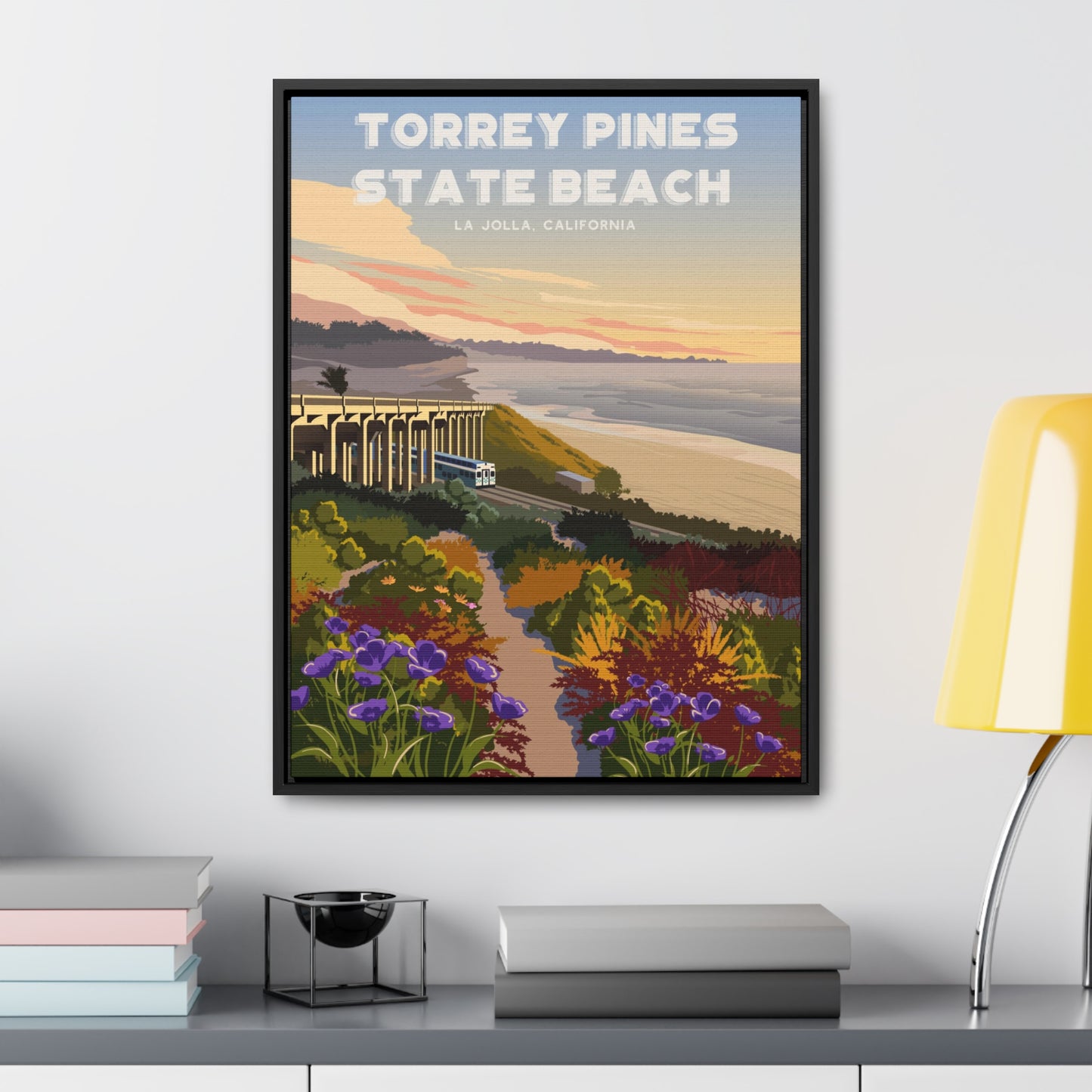 Torrey Pines Beach Framed Canvas Print