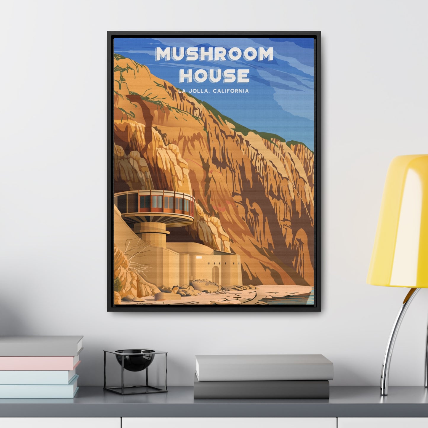 Mushroom House Framed Canvas Print