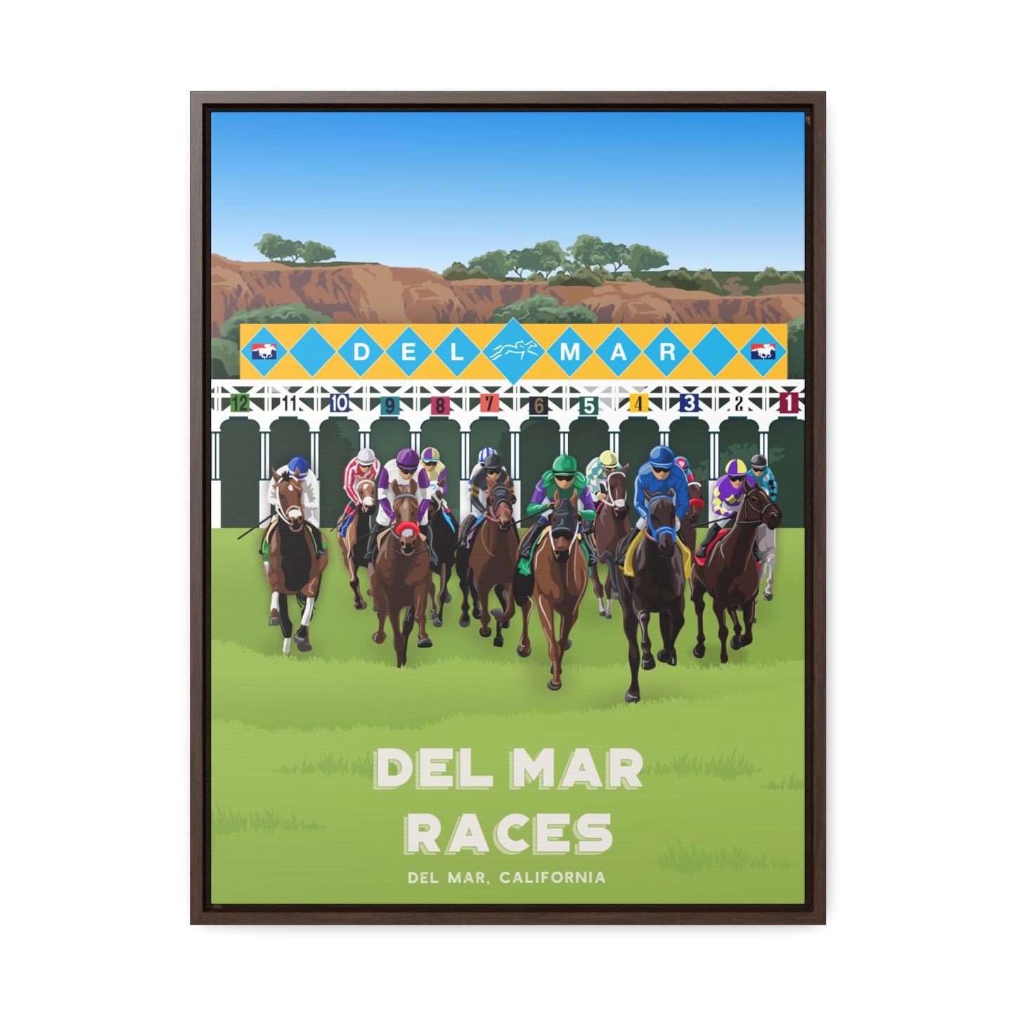 Del Mar Racetrack Framed Canvas Print