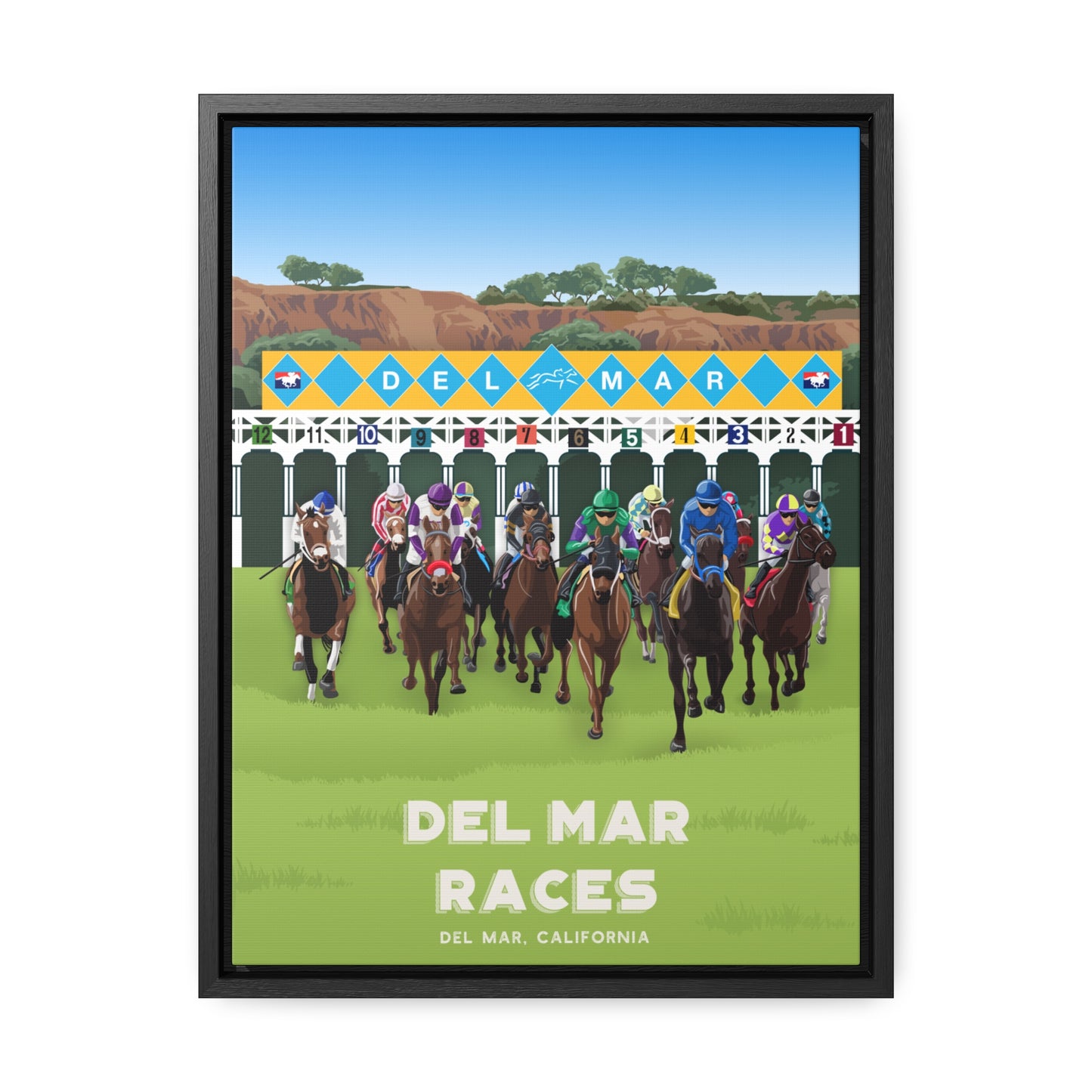 Del Mar Racetrack Framed Canvas Print