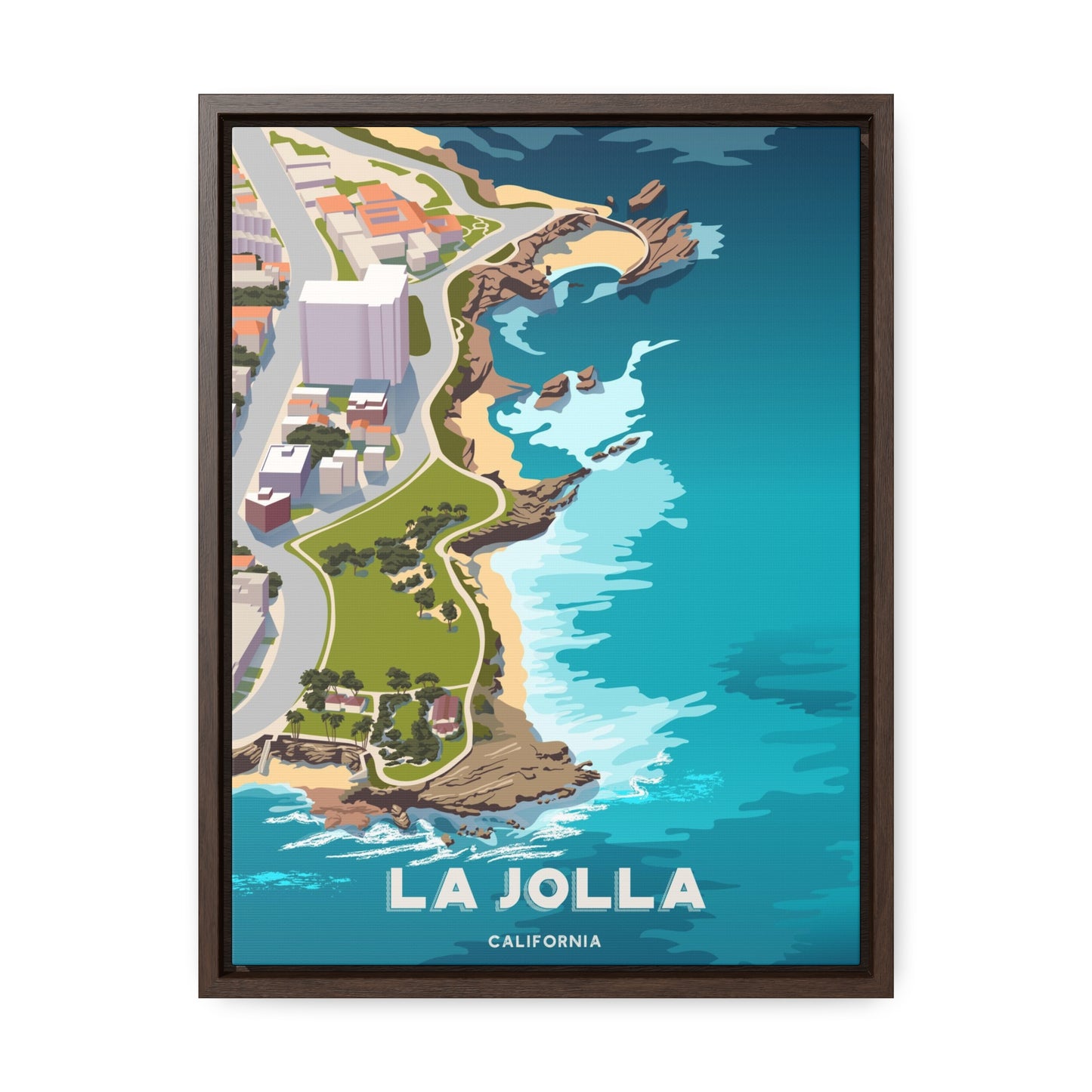 Aerial View of La Jolla Framed Canvas Print