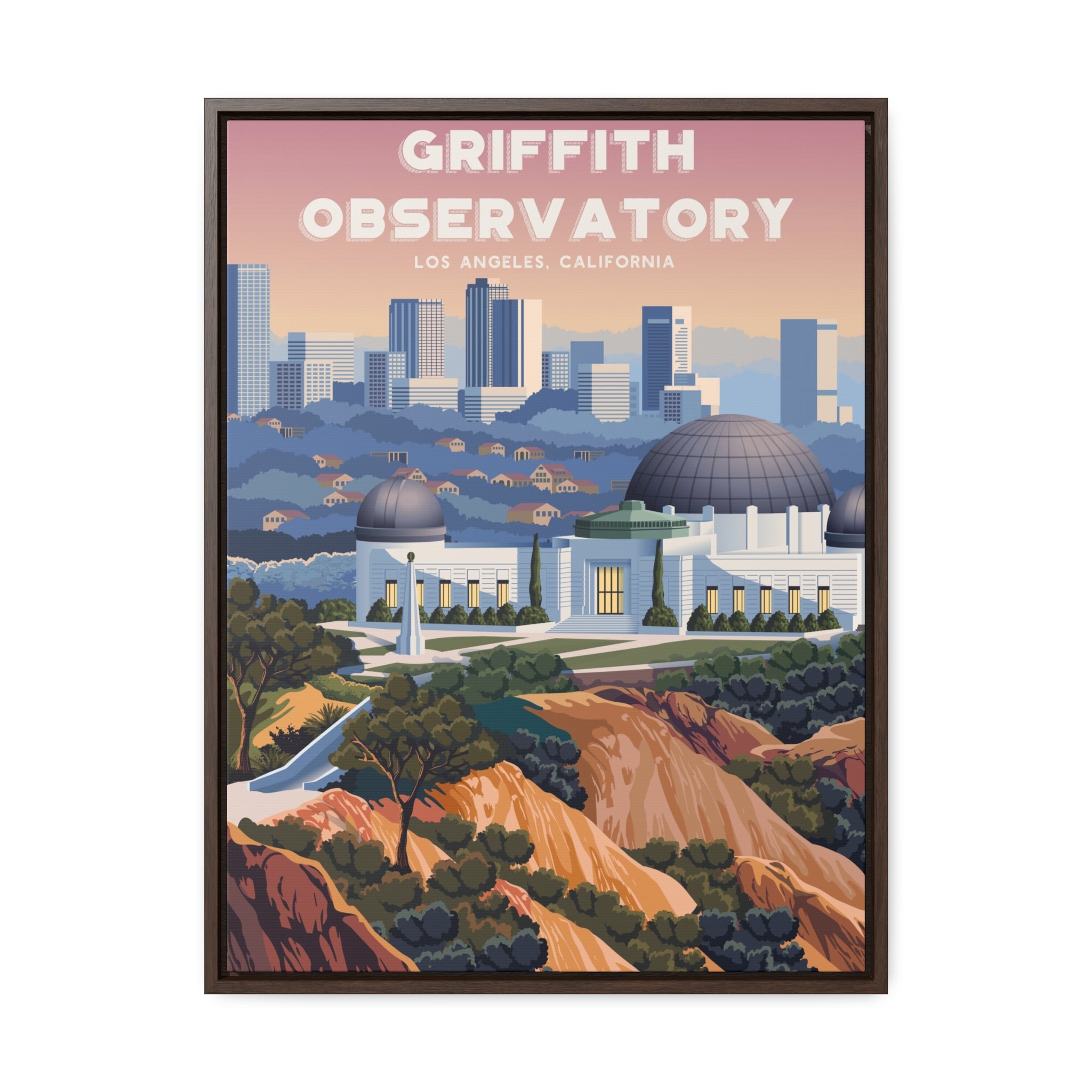 Griffith Observatory Framed Canvas Print