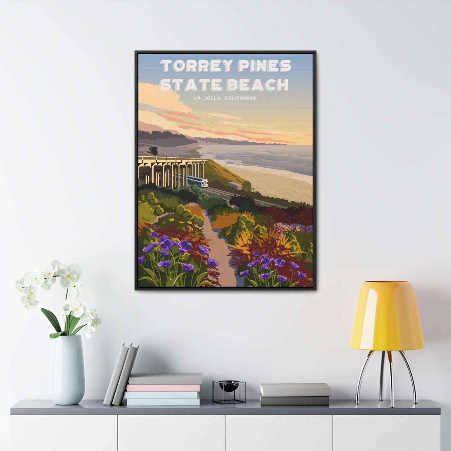 Torrey Pines Beach Framed Canvas Print