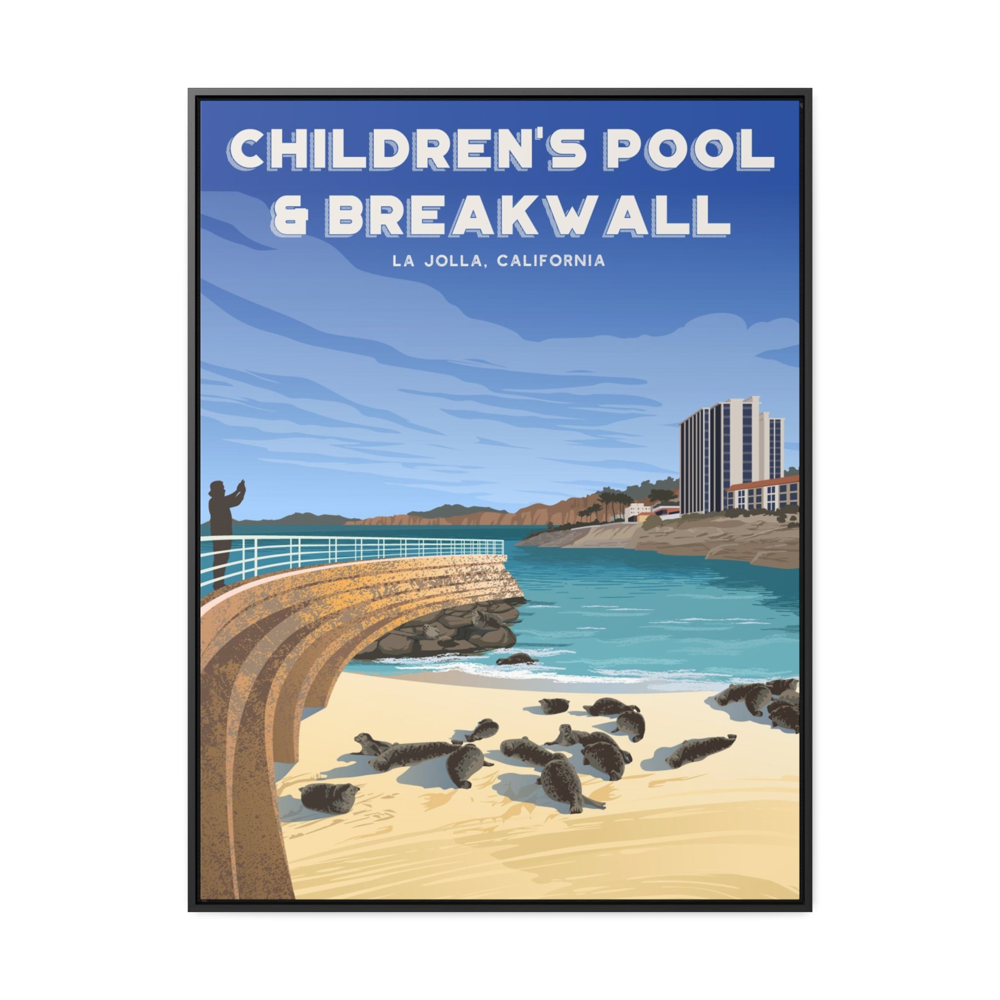 Children's Pool and Break Wall Framed Canvas Print