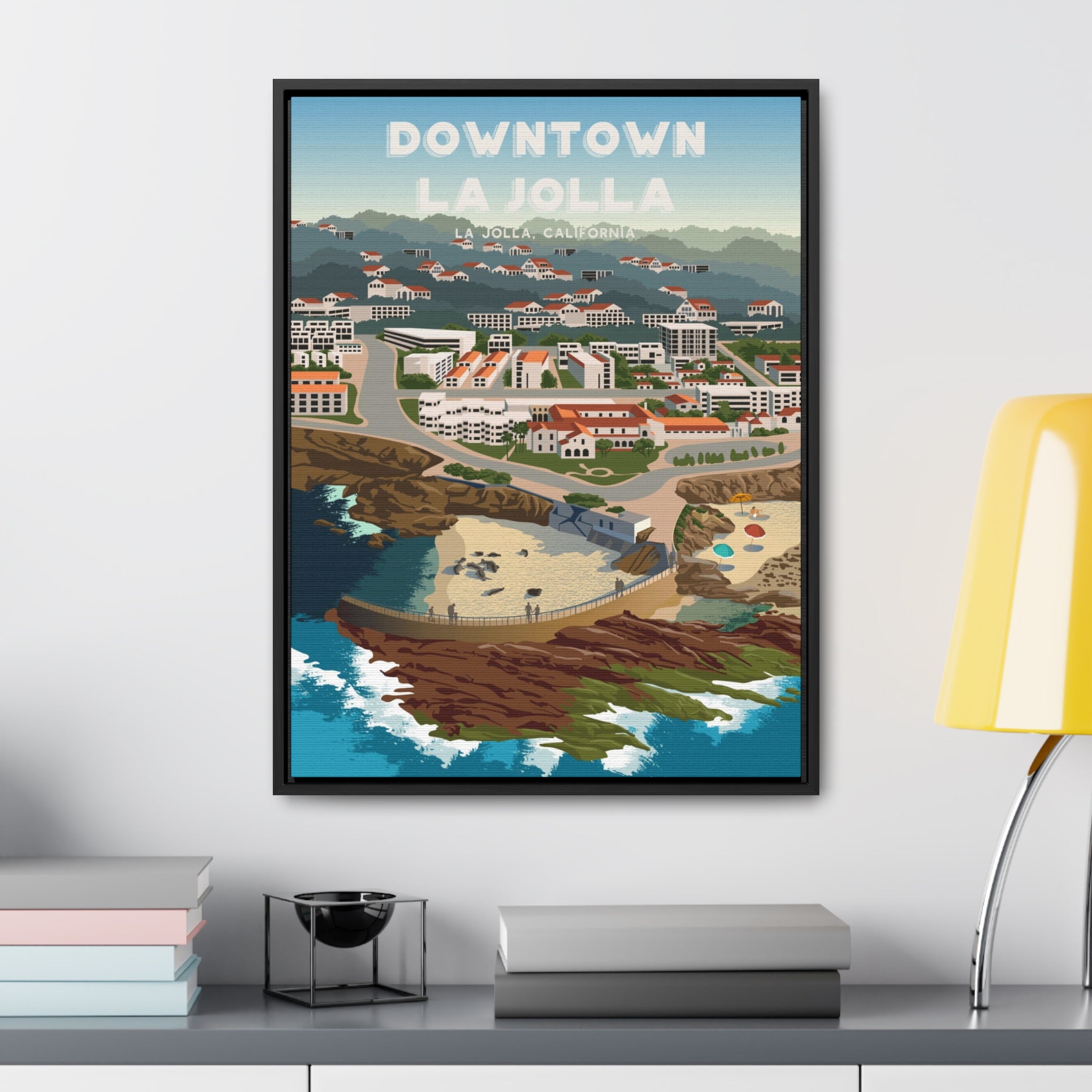 Downtown La Jolla Framed Canvas Print