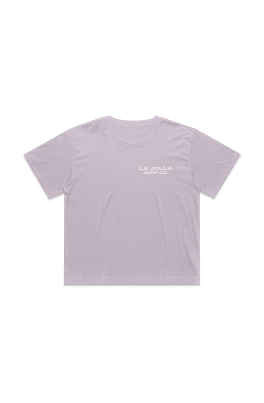 Wo's surf co purple Crop Tee