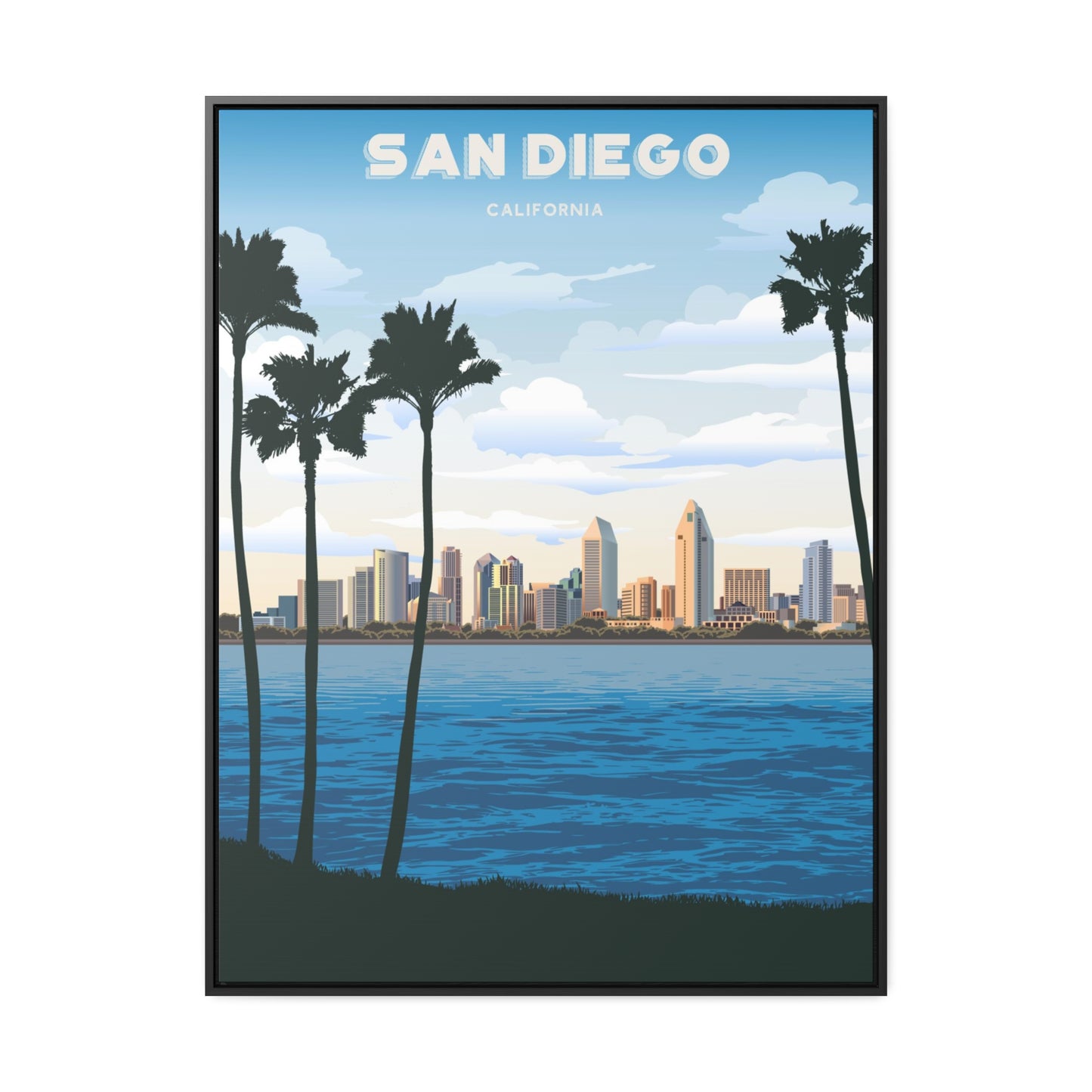 San Diego Skyline Framed Canvas Print