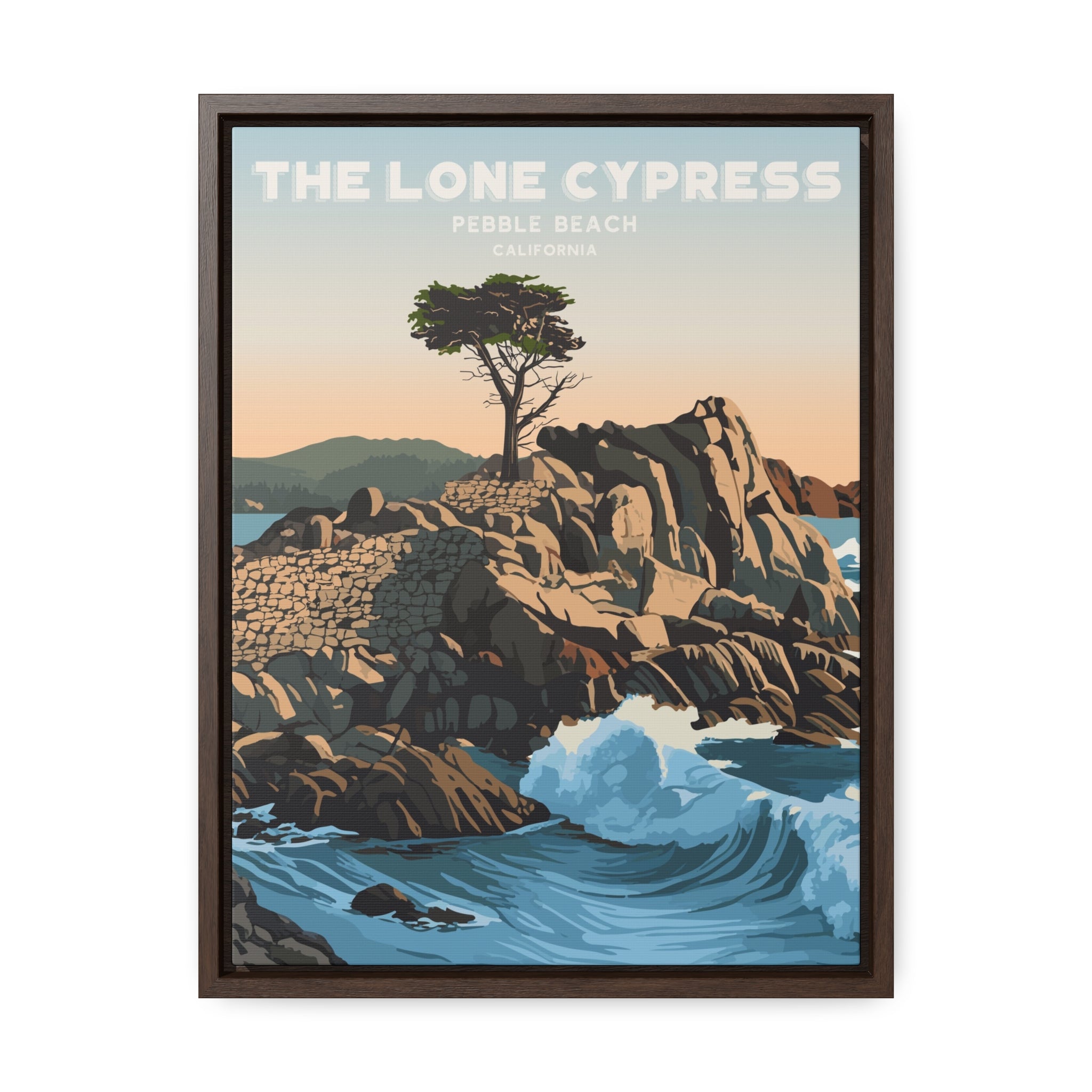 Lone Cypress, Pebble Beach Framed Canvas Print