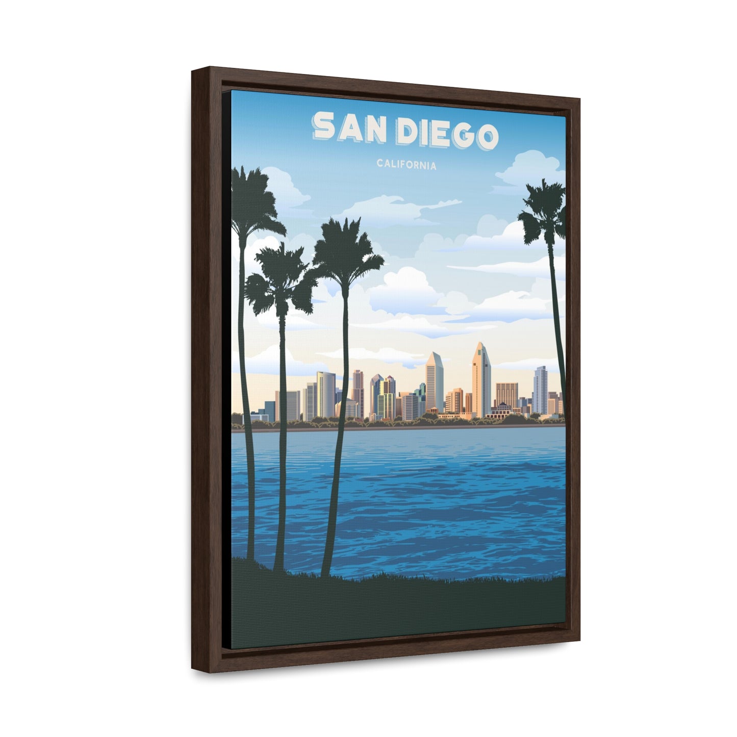 San Diego Skyline Framed Canvas Print