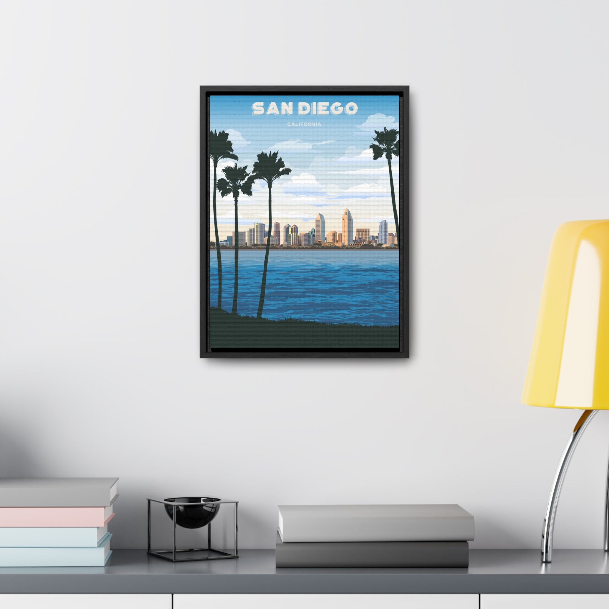 San Diego Skyline Framed Canvas Print