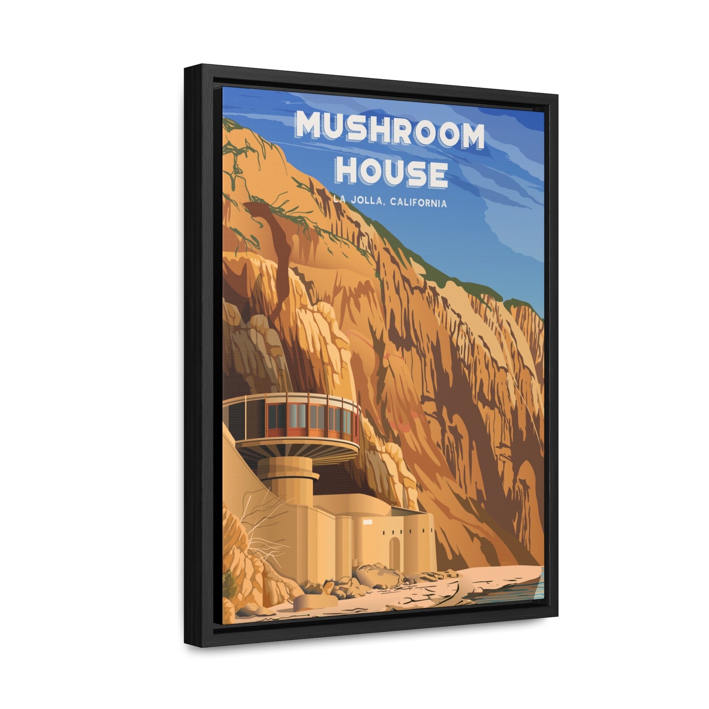 Mushroom House Framed Canvas Print