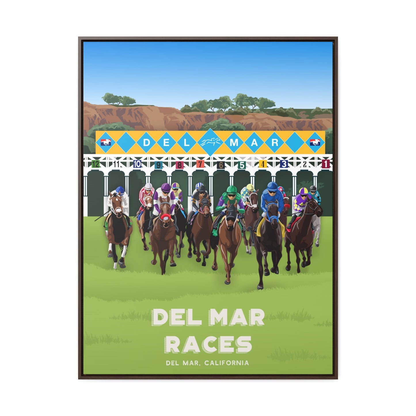 Del Mar Racetrack Framed Canvas Print