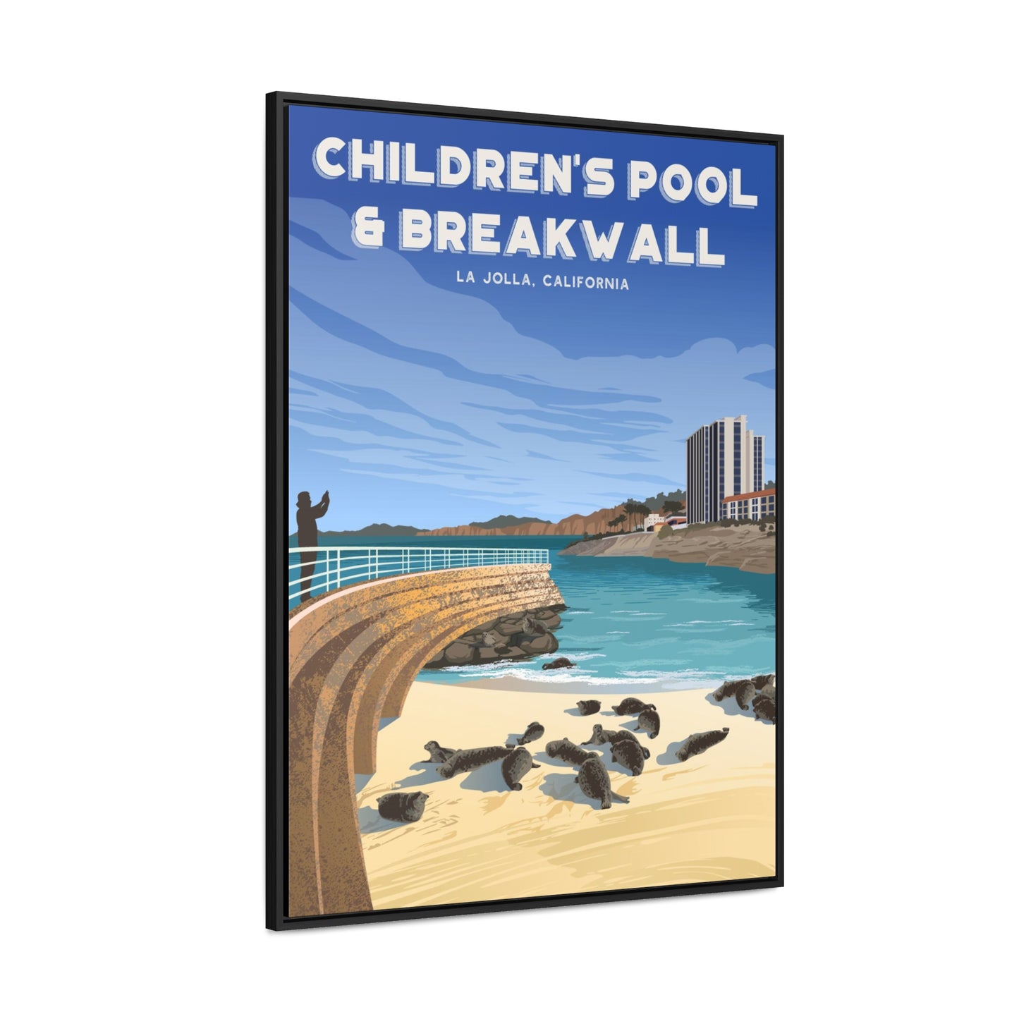 Children's Pool and Break Wall Framed Canvas Print