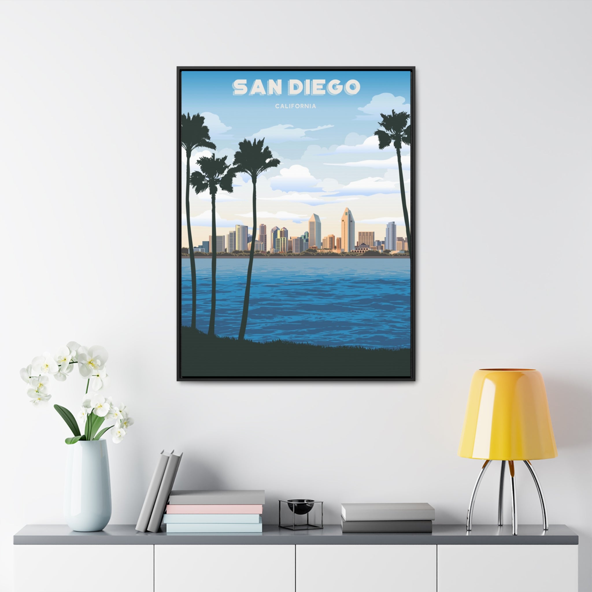 San Diego Skyline Framed Canvas Print