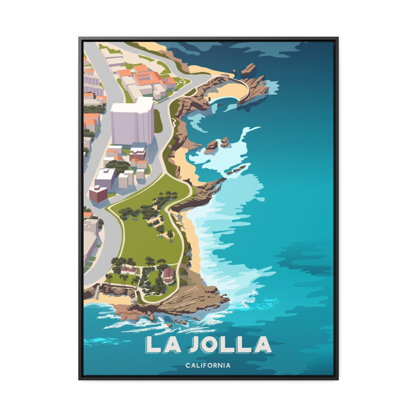 Aerial View of La Jolla Framed Canvas Print