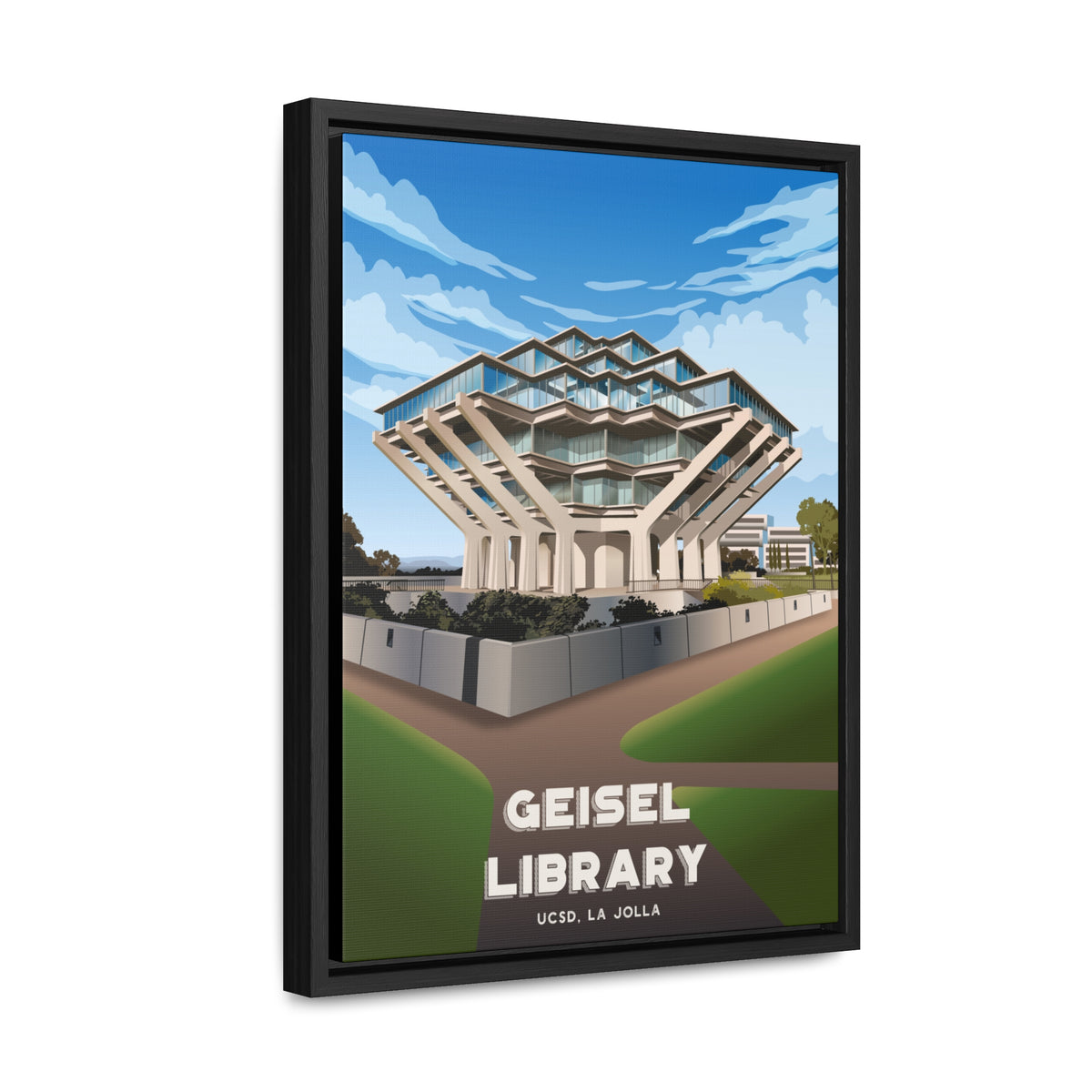 Ucsd Library Logo Geisel Library UCSD Framed Canvas Print – La Jolla