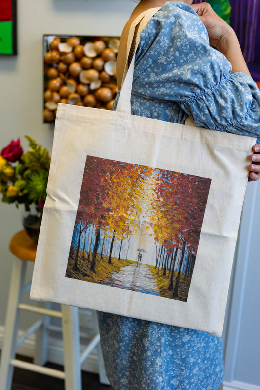 Edna Pines Tote Bag featuring "A Romantic Stroll"