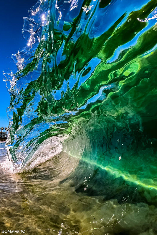 green sea glass wave photography print