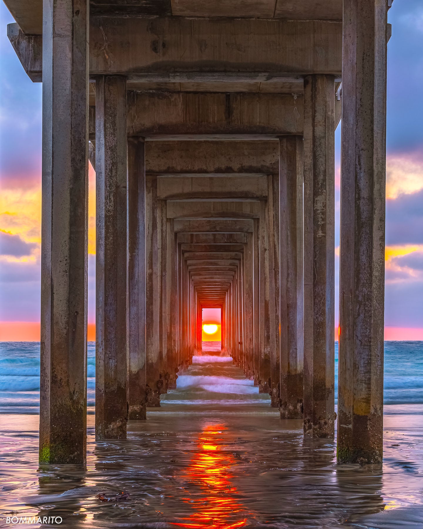 Sun through Scripps pier fine art photography print