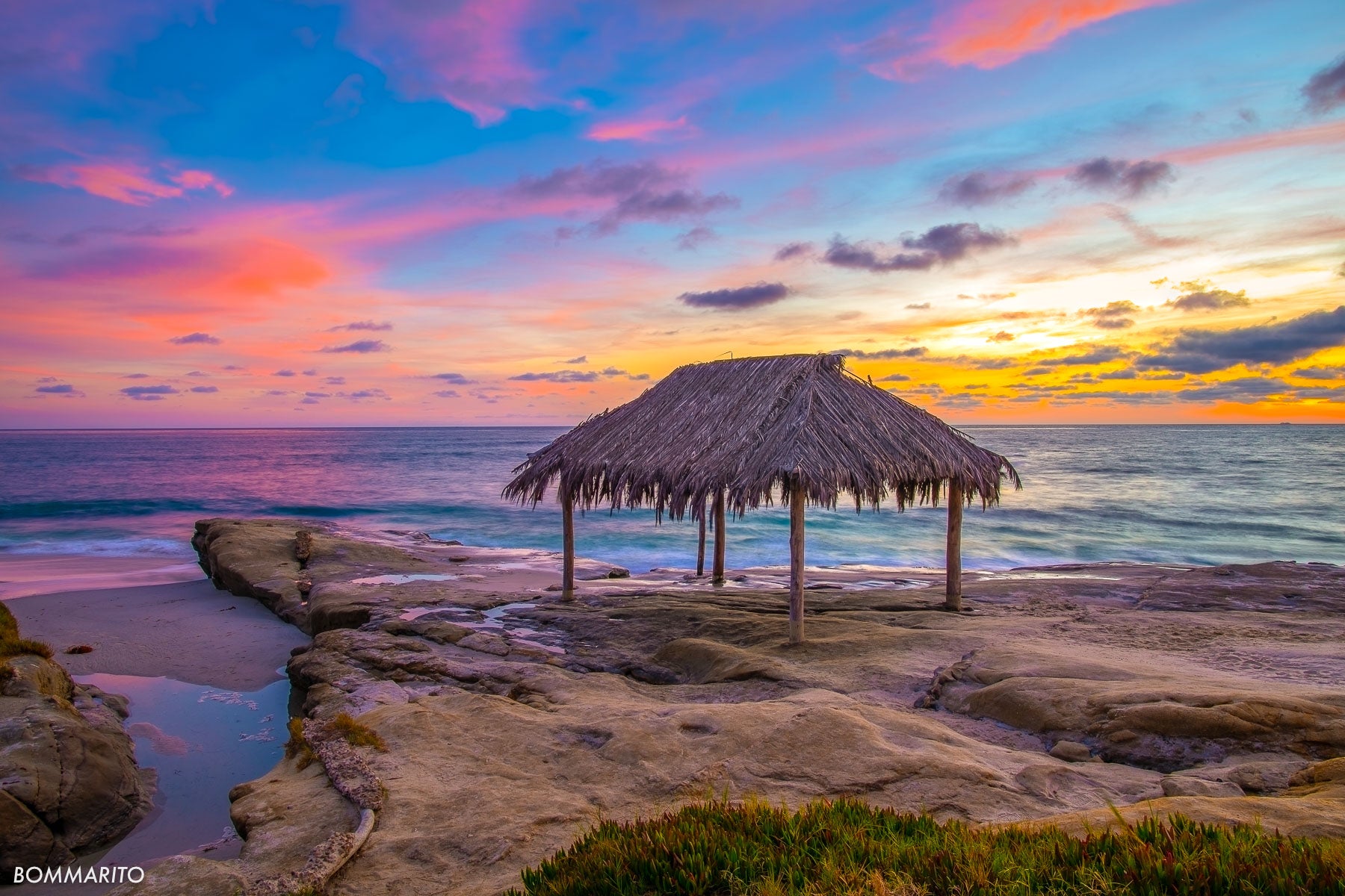 fine art photography print of surf shack at twilight